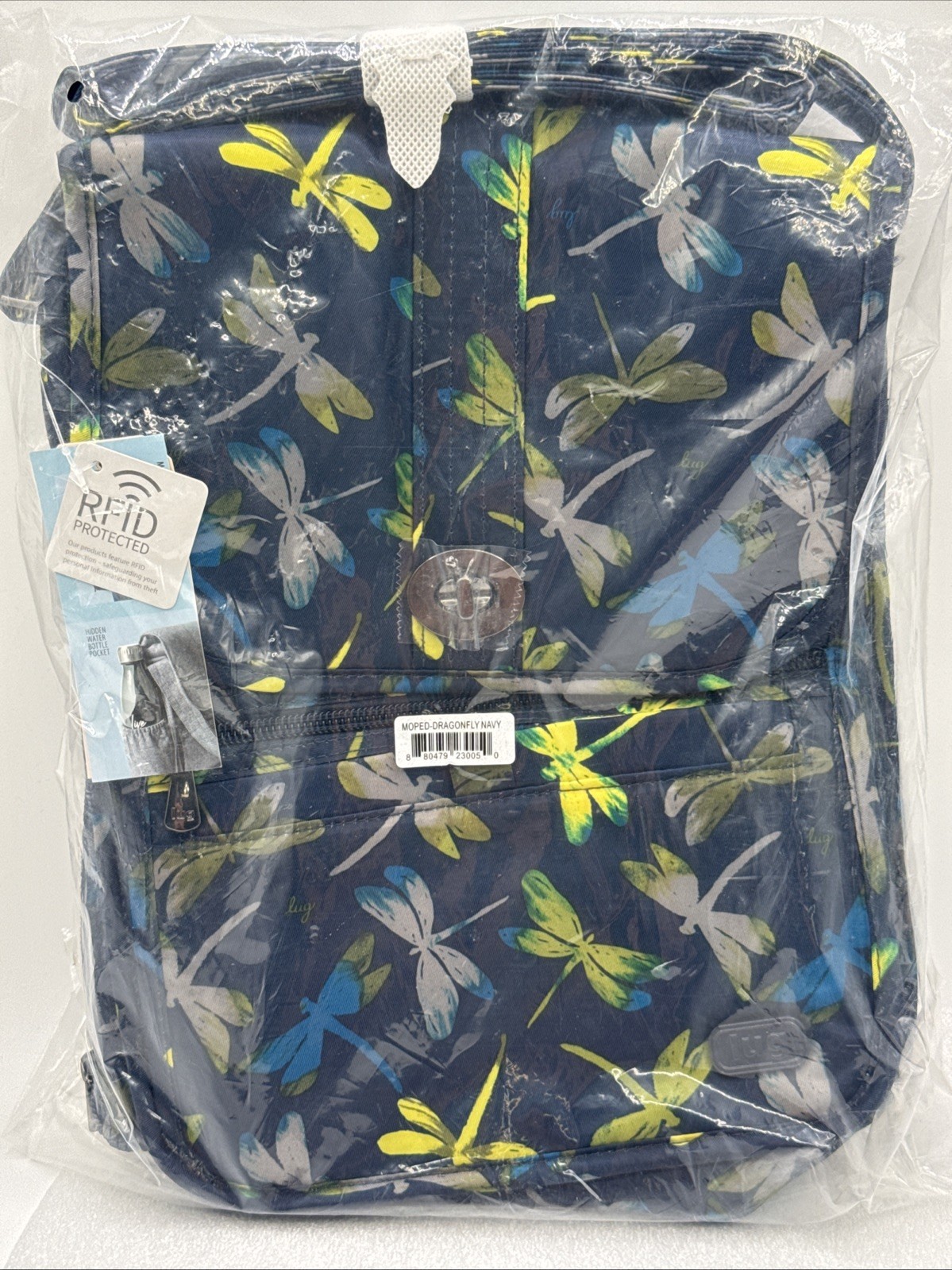 LUG Moped Crossbody Bag RFID Navy Dragonfly’s Chartreuse Large RARE New VB