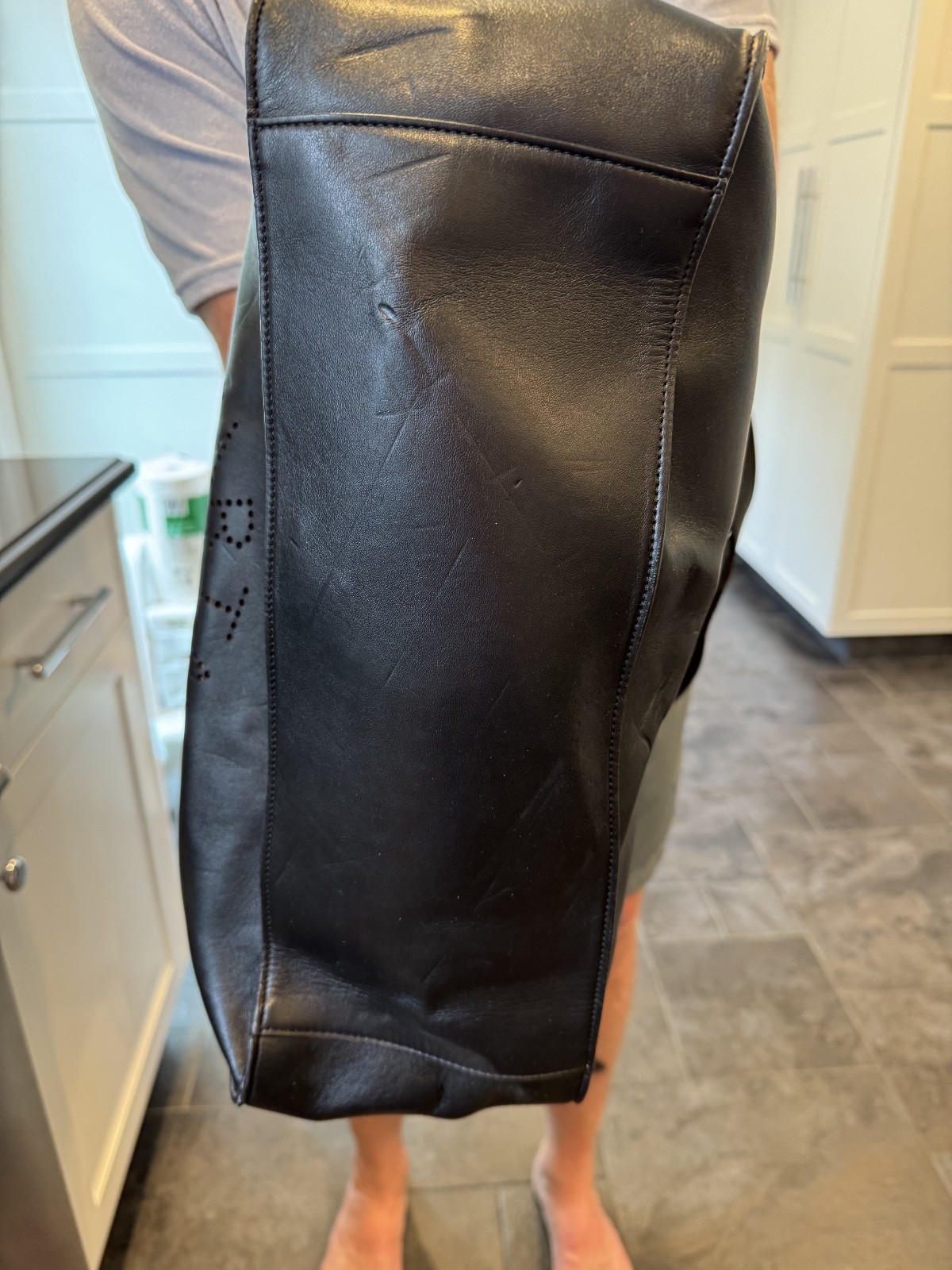 Stella McCartney Black Perforated Logo Tote Bag with Matching Pouch Authentic