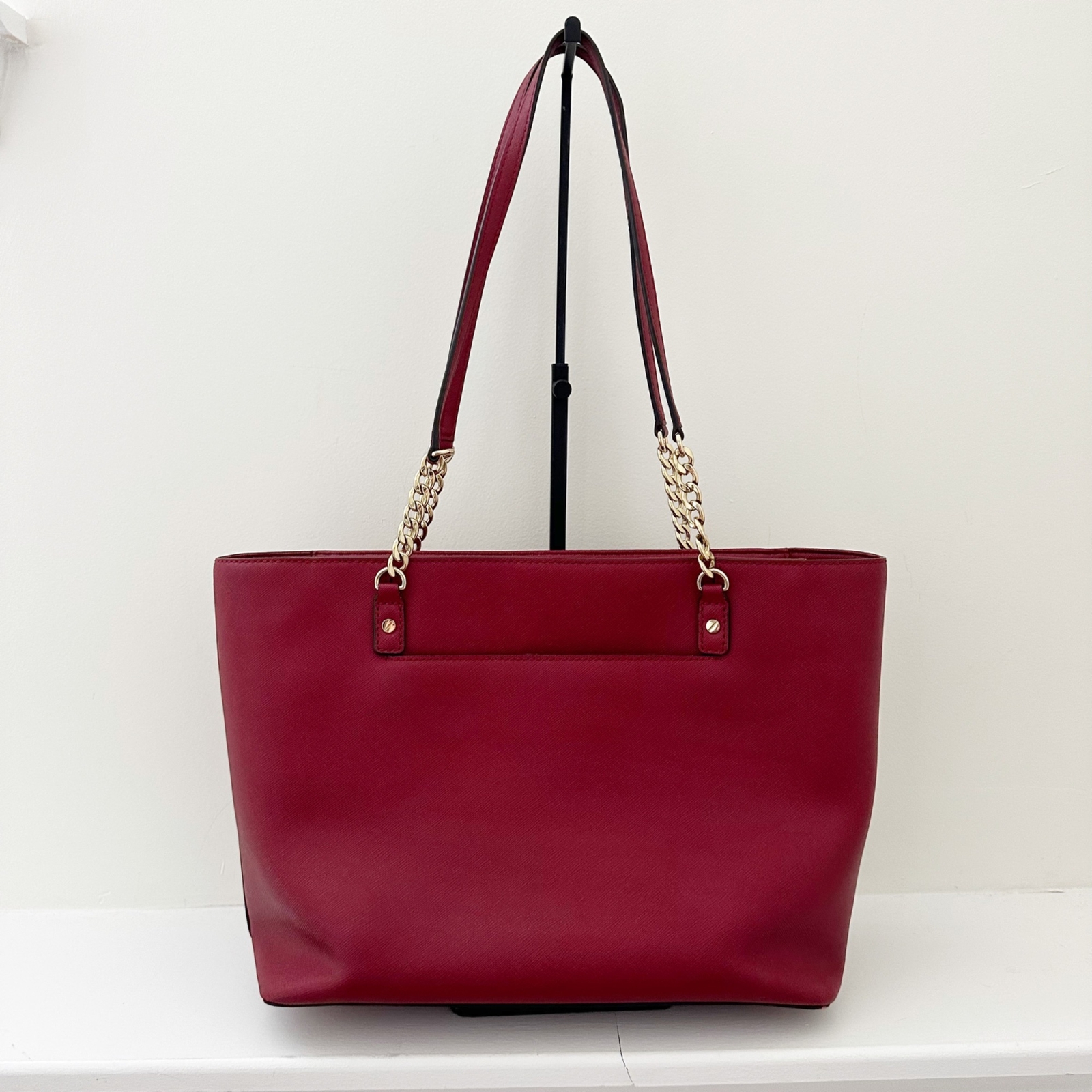 Michael Kors Jet Set Chain East West Top Zip Leather Tote Bag Red