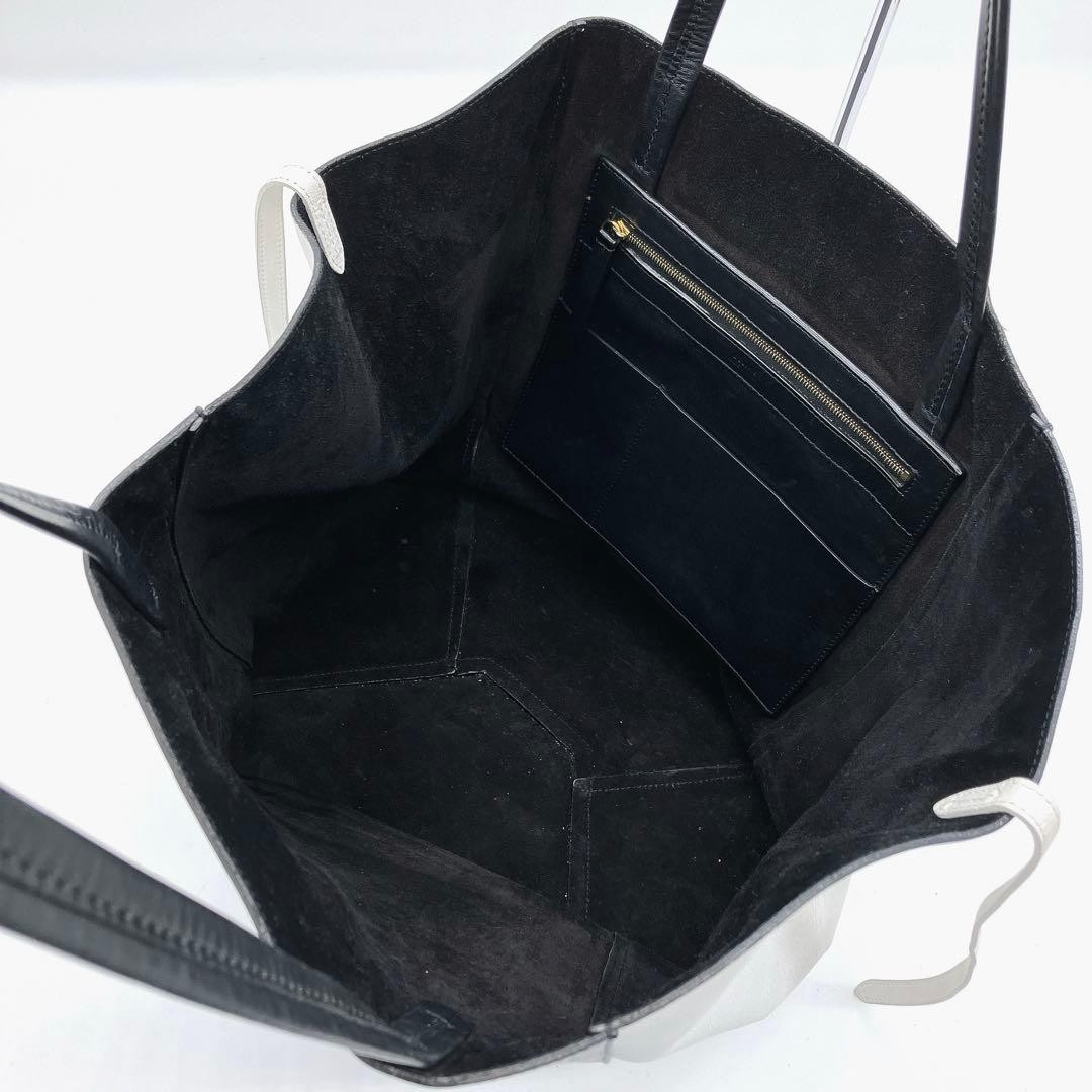 CELINE Tote Caba Phantom Leather Black White Authentic From Japan