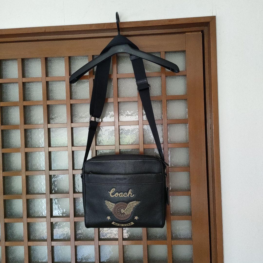 COACH Shoulder Bag Black Leather