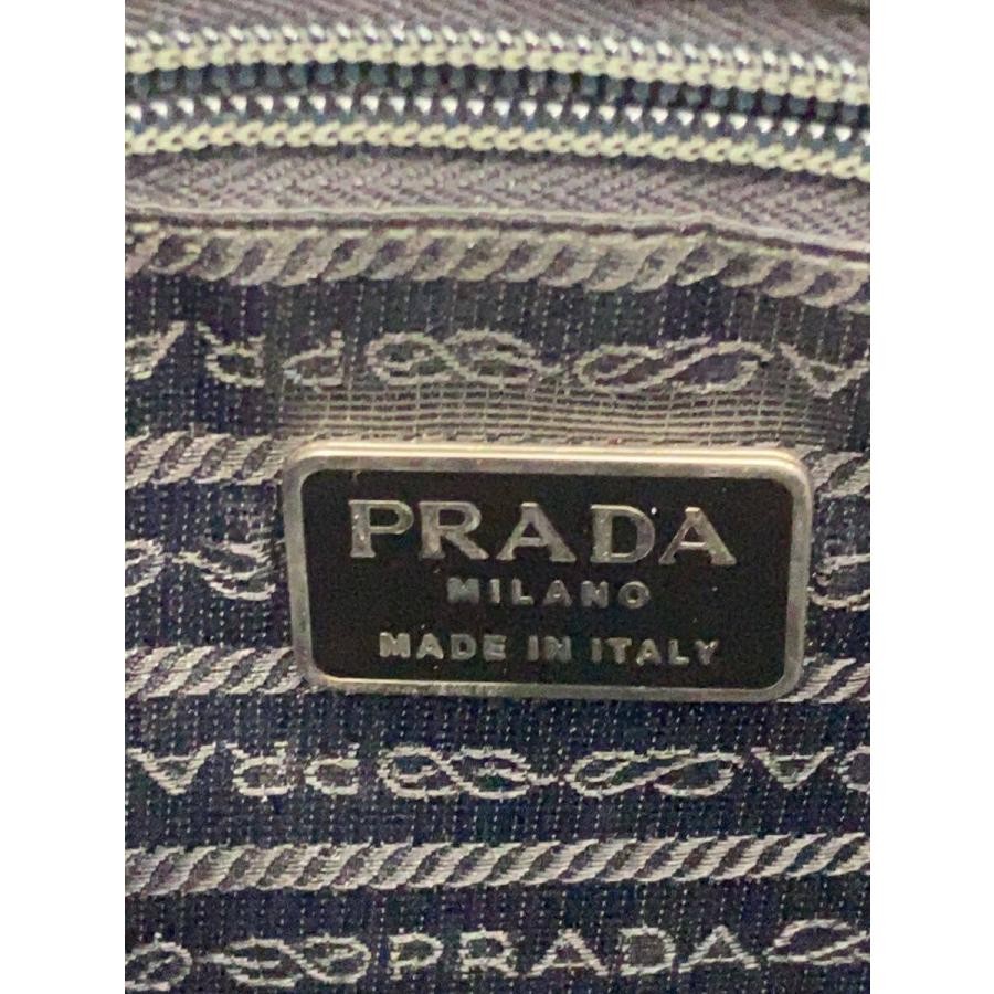 PRADA Enamel Black Handbag Corner Wear Surface Scratches 27.5cm Handles Auth