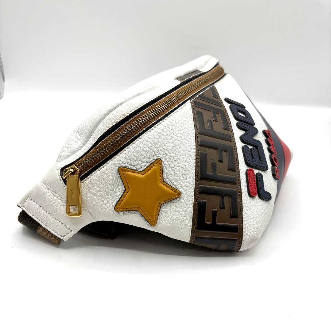 FENDI × FILA FENDI MANIA Leather White body bag Y2K Vintage Italy Authentic