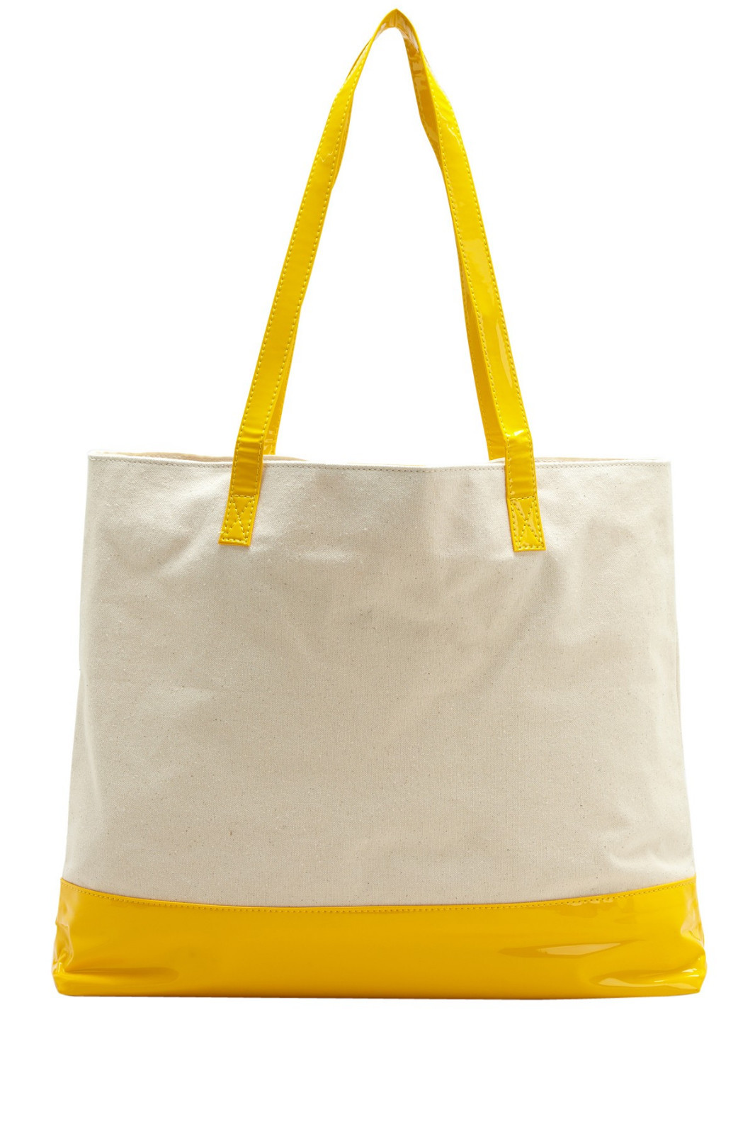 Onna Ehrlich Dana Canvas Patent Tote White Yellow