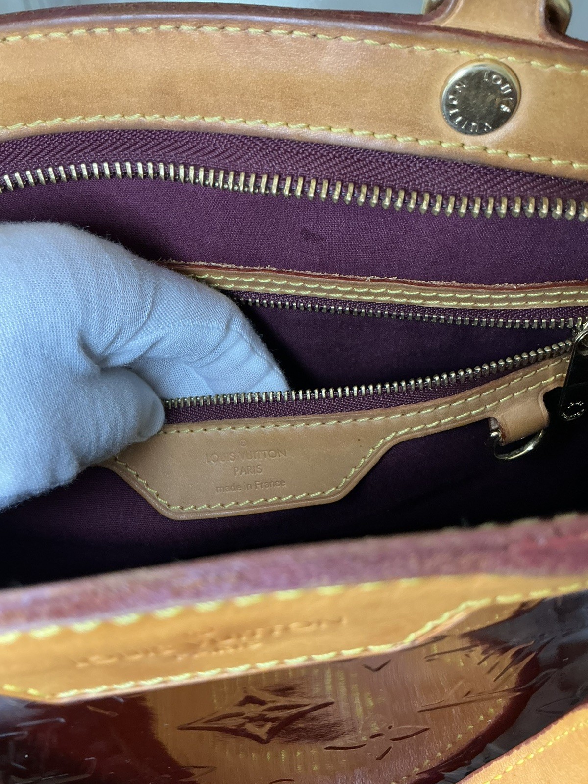 Authentic Louis Vuitton Brea MM Vernis Amarante Leather Monogram w COA