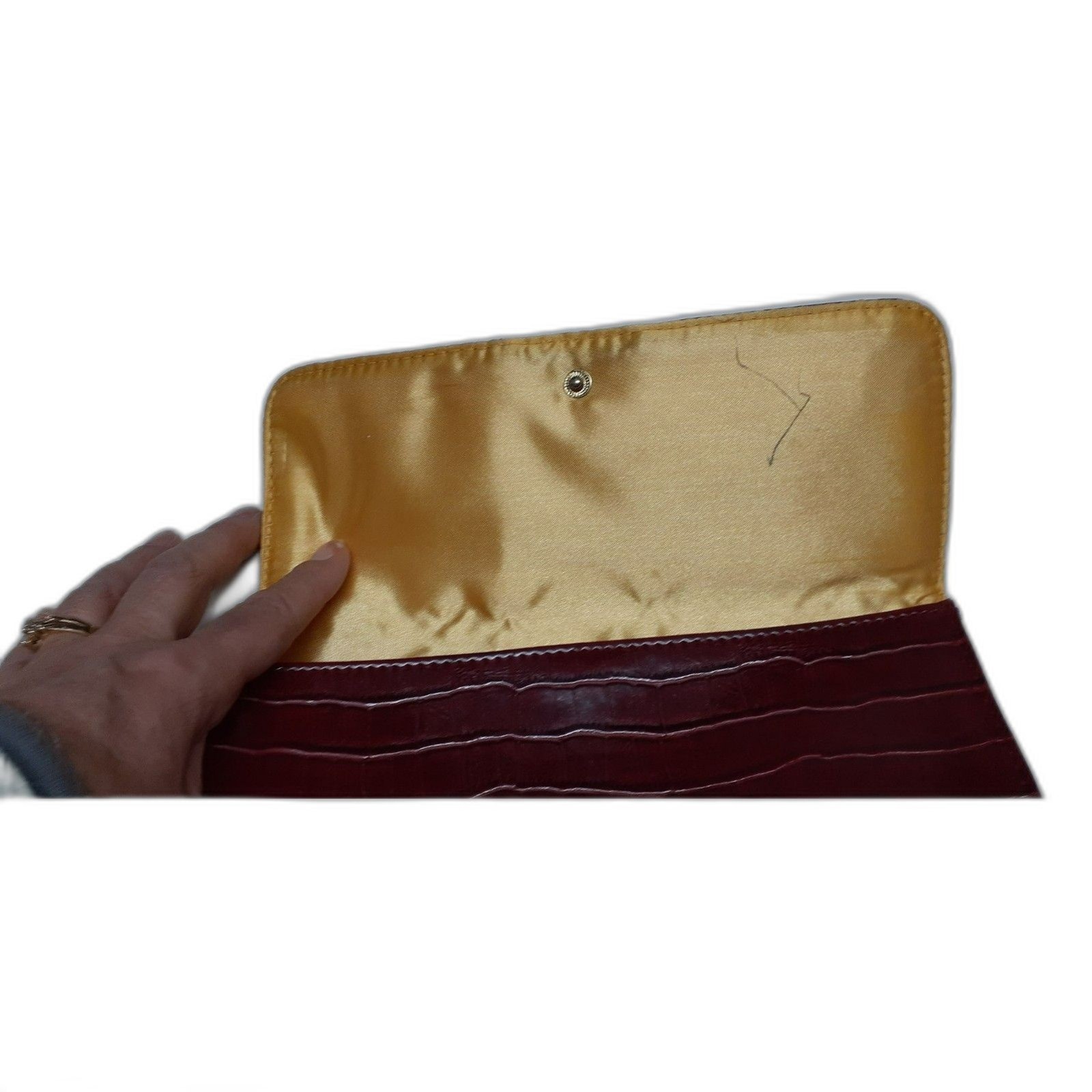 Croco Pattern Evening Clutch Purse Burgundy 9.5-inch Wide brand New