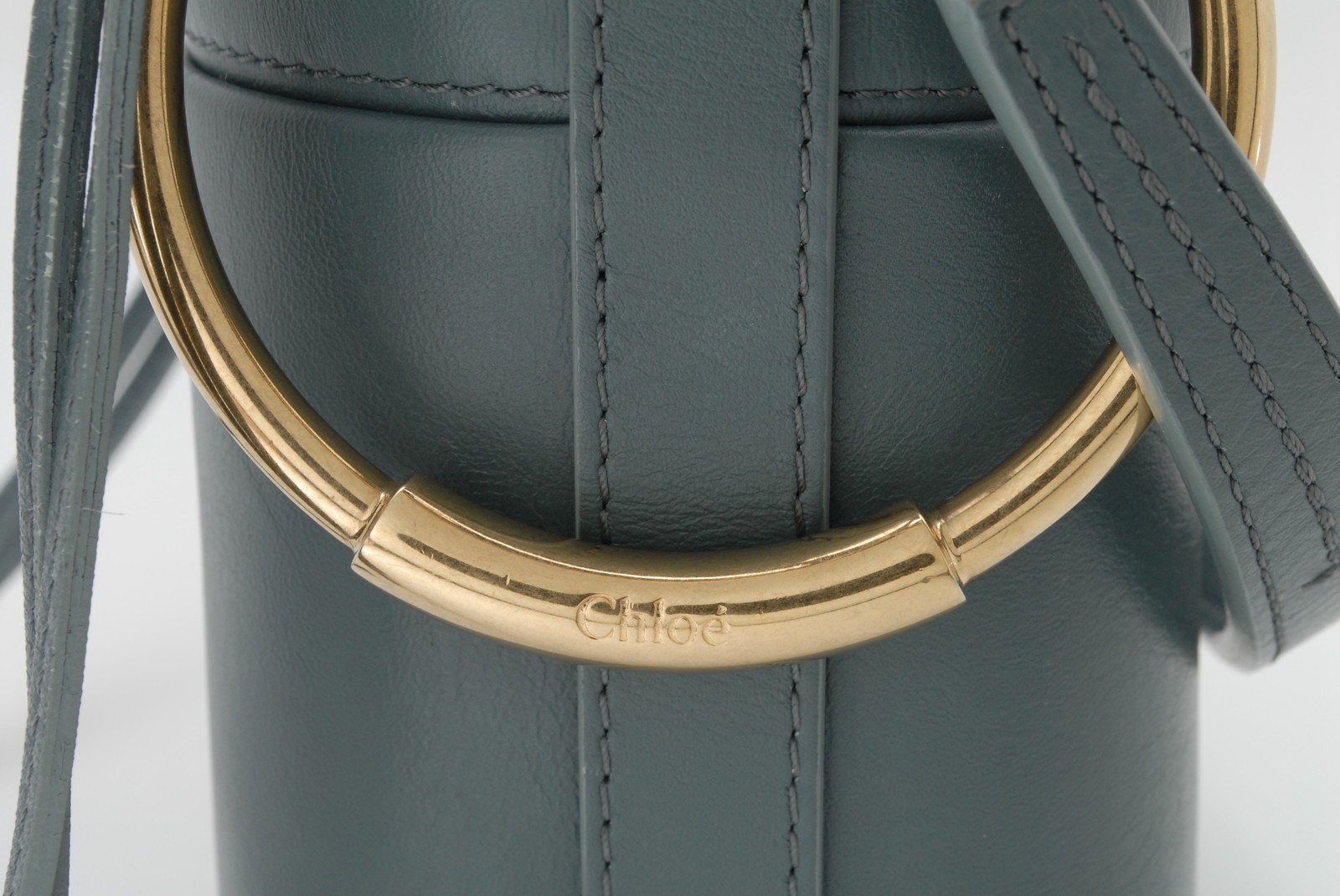 Chloe Roy Mini Bucket Hand Shoulder Bag leather Cloudy Blue