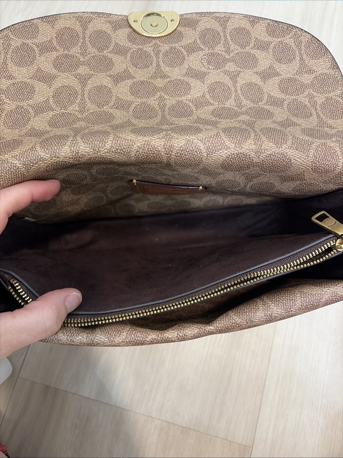 COACH Dreamer Shoulder Bag in Signature Canvas Colorblock – Tan Chalk #76046