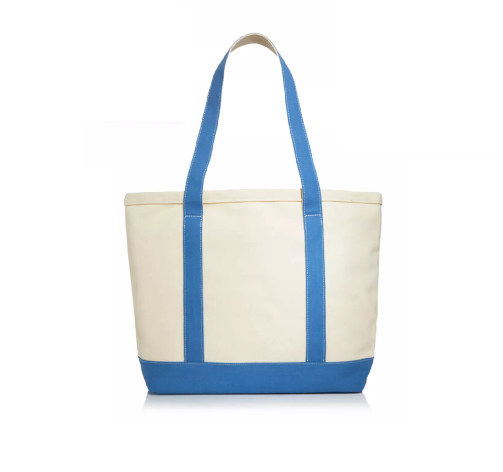 Bloomingdale’s Beige & Blue Canvas Cotton Tote Bag Handbag Eco Reusable Purse