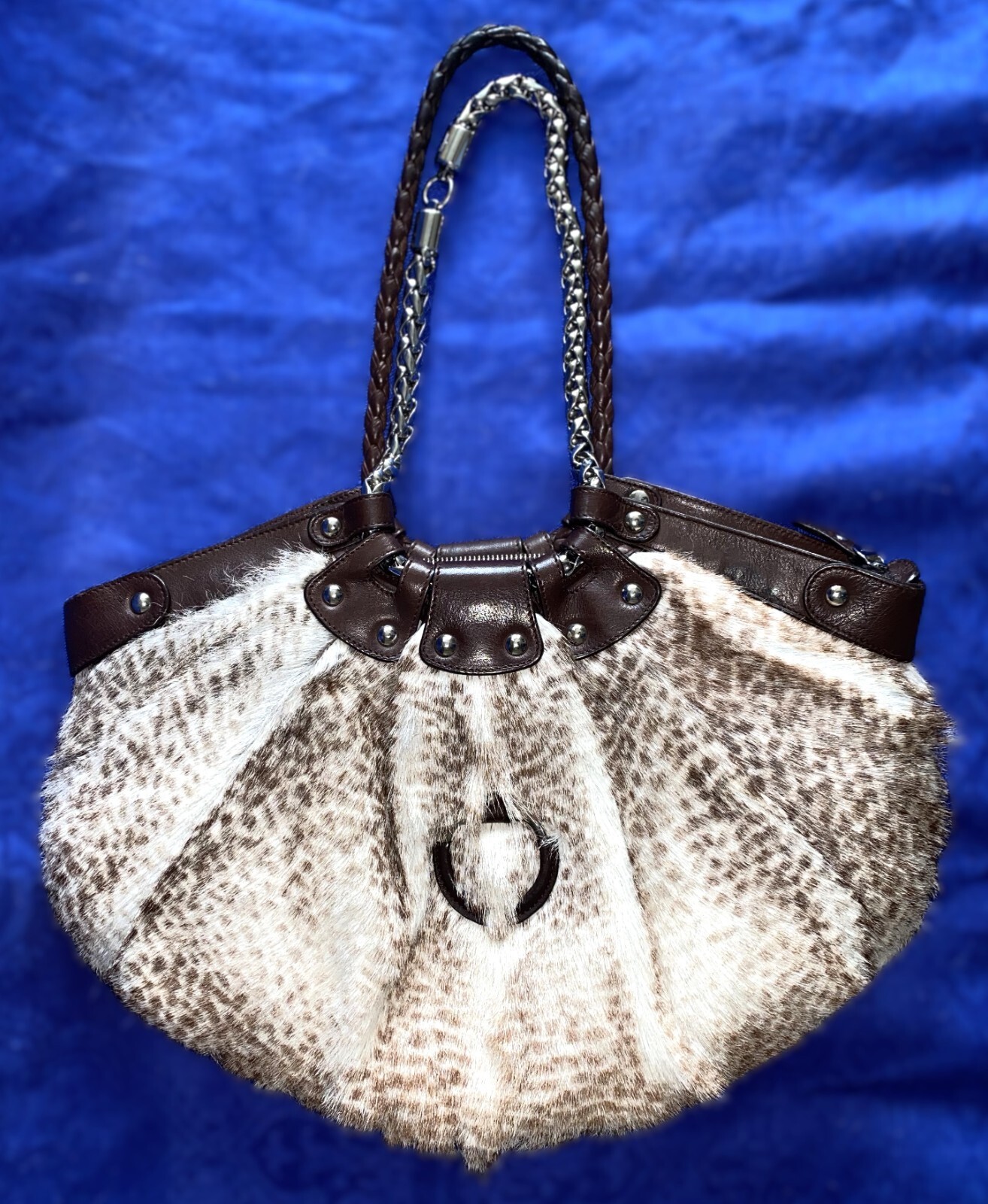 Salvatore Ferragamo Gancini handbag, exotic springbok fur, 18×10 in, rare find