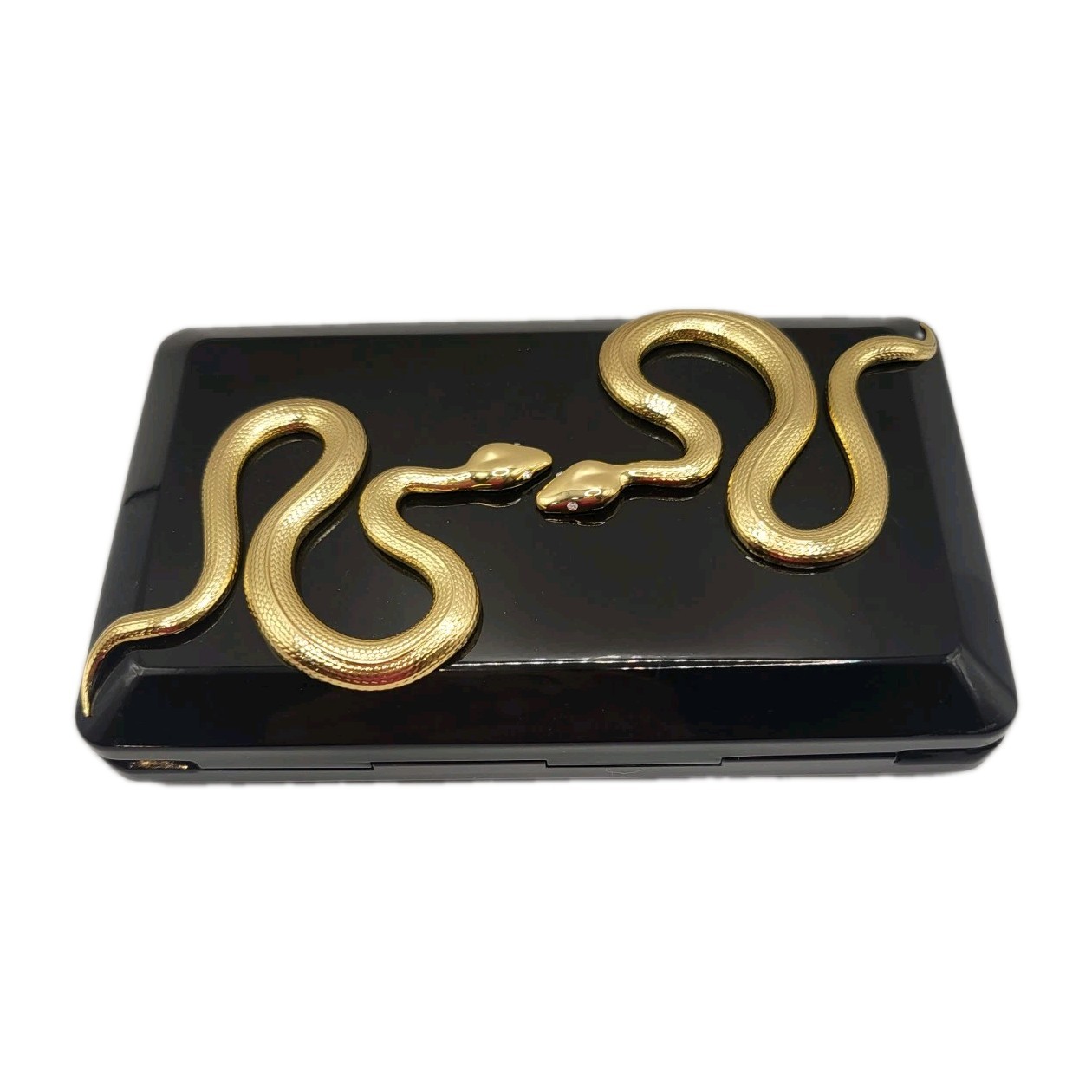 Kilian Paris Snake Clutch Case Bag Black Lacquered Enameled Swarovski Eyes