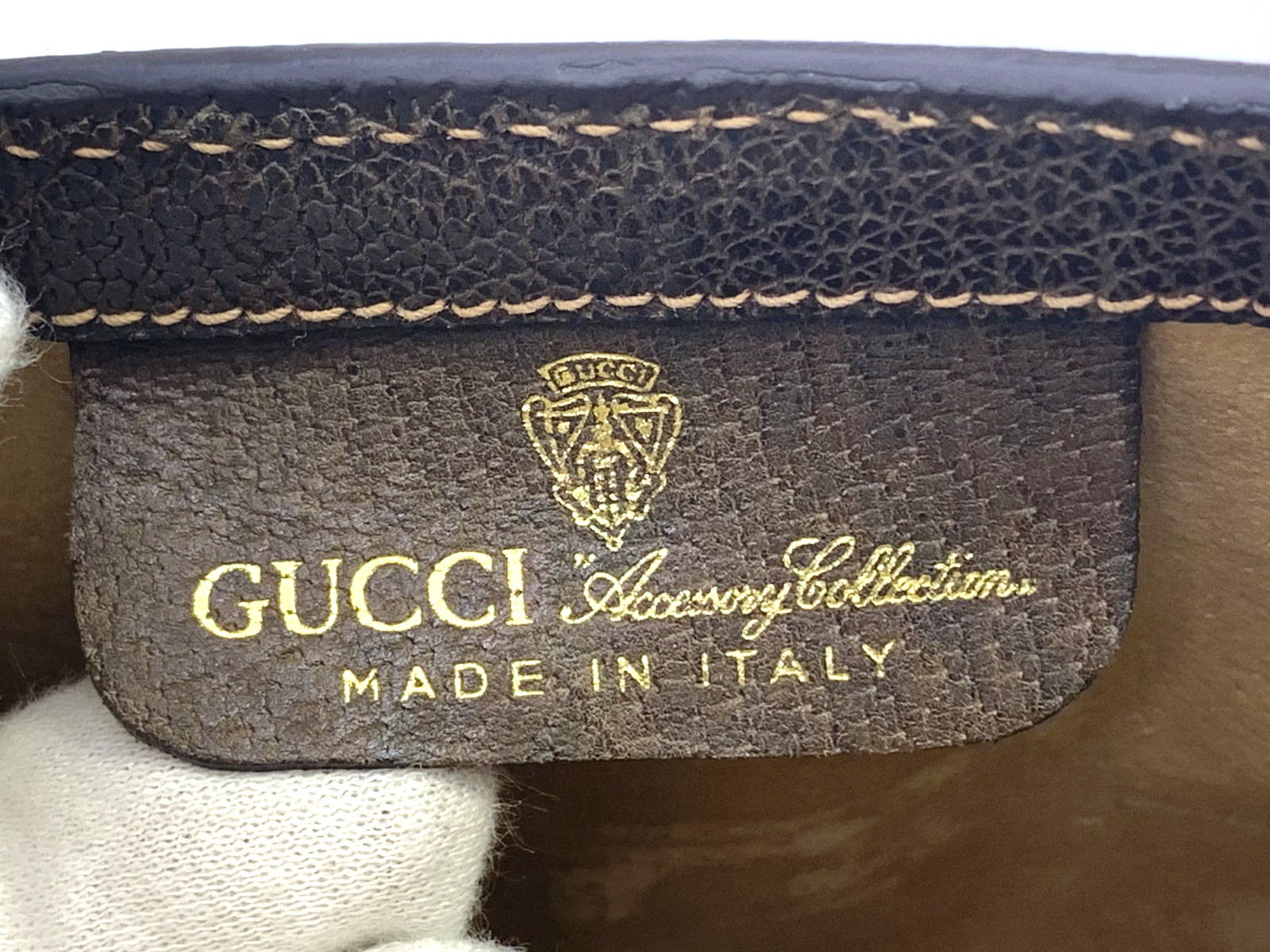 GUCCI VINTAGE GG Supreme Shoulder Bag Web Stripe Brown Small Classic Authentic