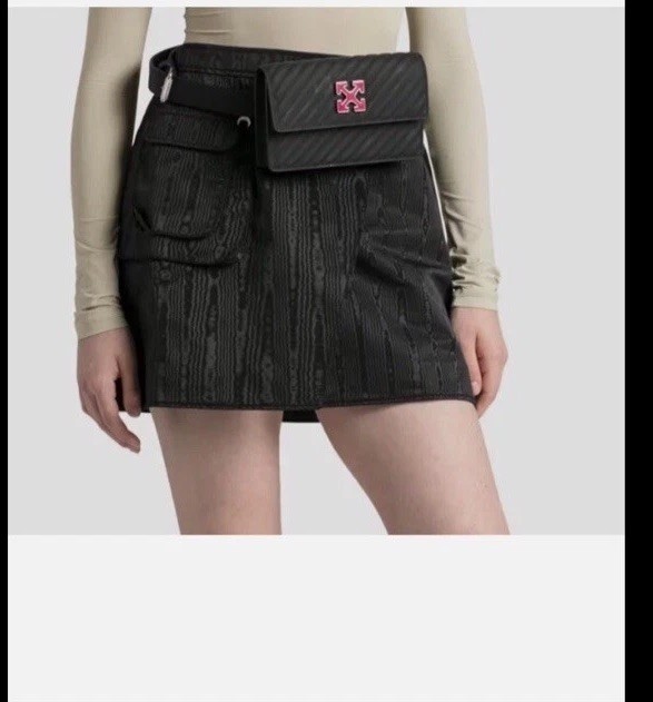 NWT Off-White Belt Bag Fanny Pack Black Jitney 0.8 Matt Leather Pink Logo O/S