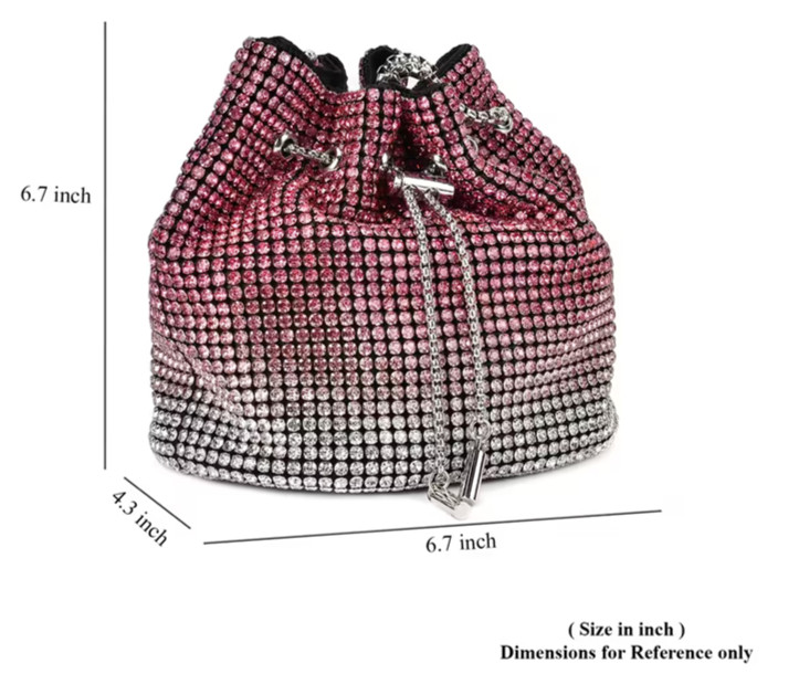 GORGEOUS Austrian Crystal with Red Gradient Coloring Bucket Purse with Strap