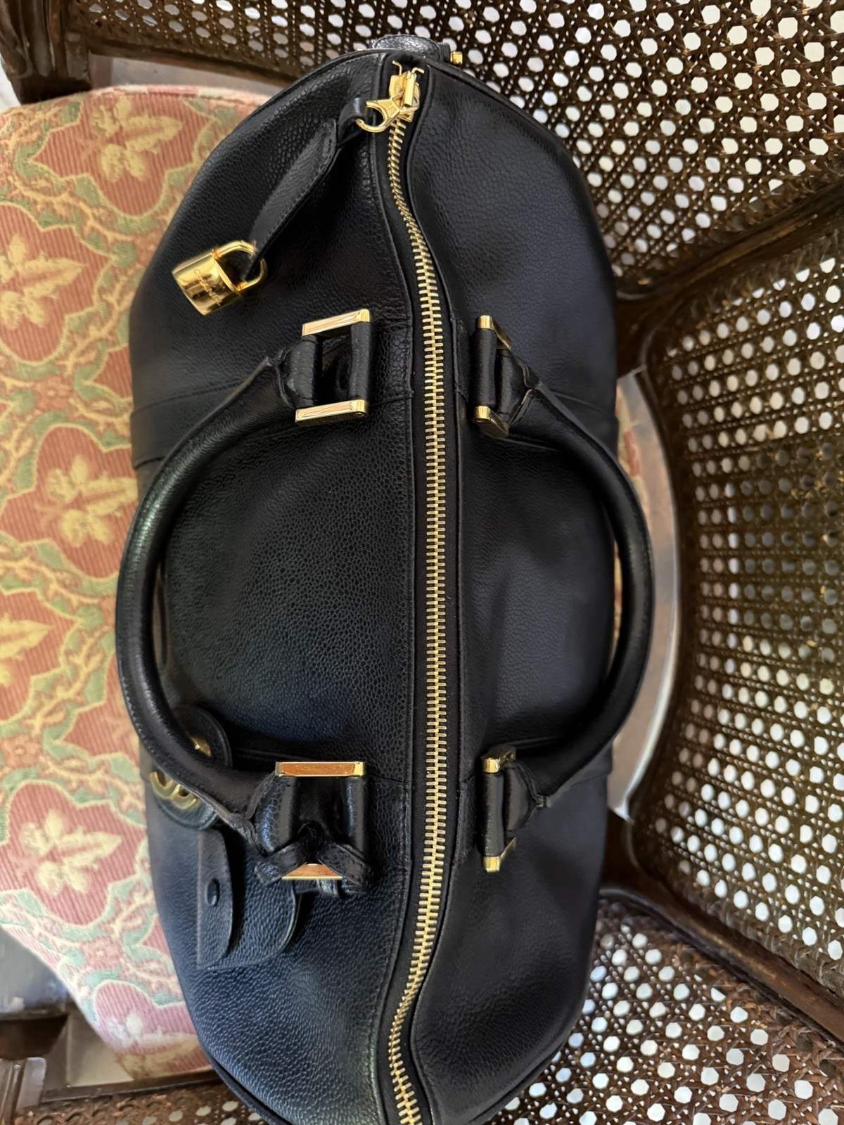 Chanel Timeless Boston Bag Caviar Black Speedy Vintage 1995 Gold Hardware TDF!