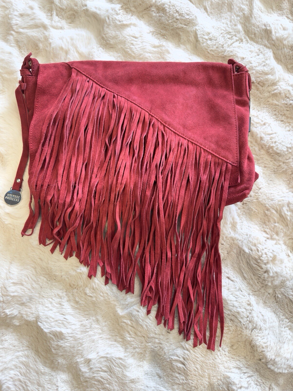 Vintage Princess Red Suede Crossbody Bag Real LEATHER Festival Aus Brand NWT