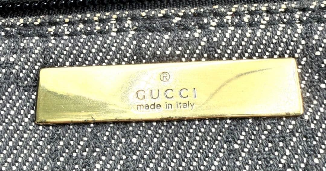 Gucci GG Canvas Black Accessory Pouch Mini Shoulder Handbag Gold Hardware