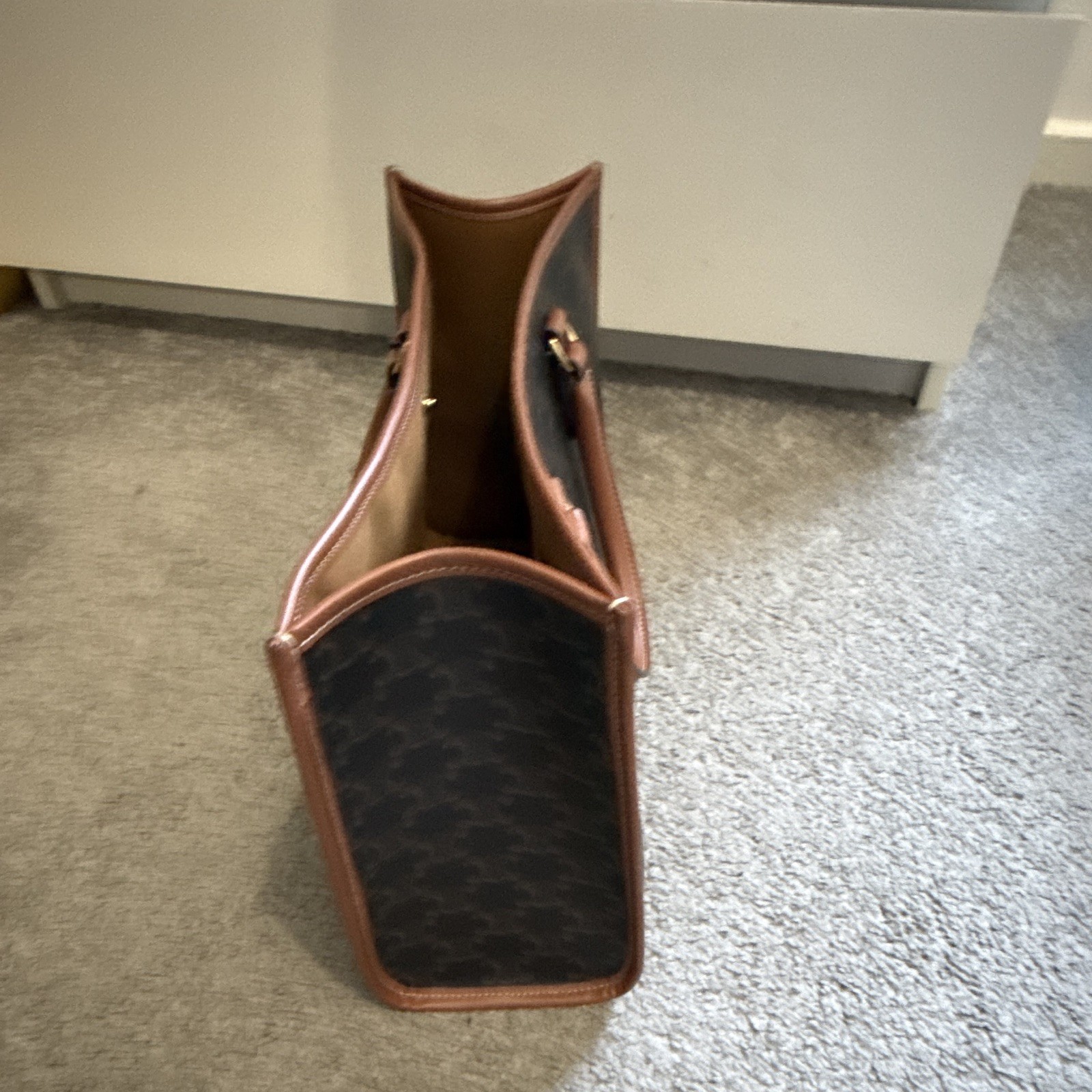 CELINE Mini Horizontal Cabas monogram canvas/leather tote detachable strap