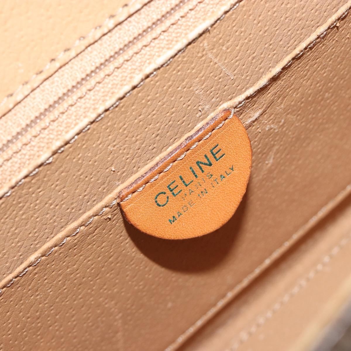 CELINE Macadam Canvas Star ball Hand Bag PVC Leather Brown Gold Auth 195298
