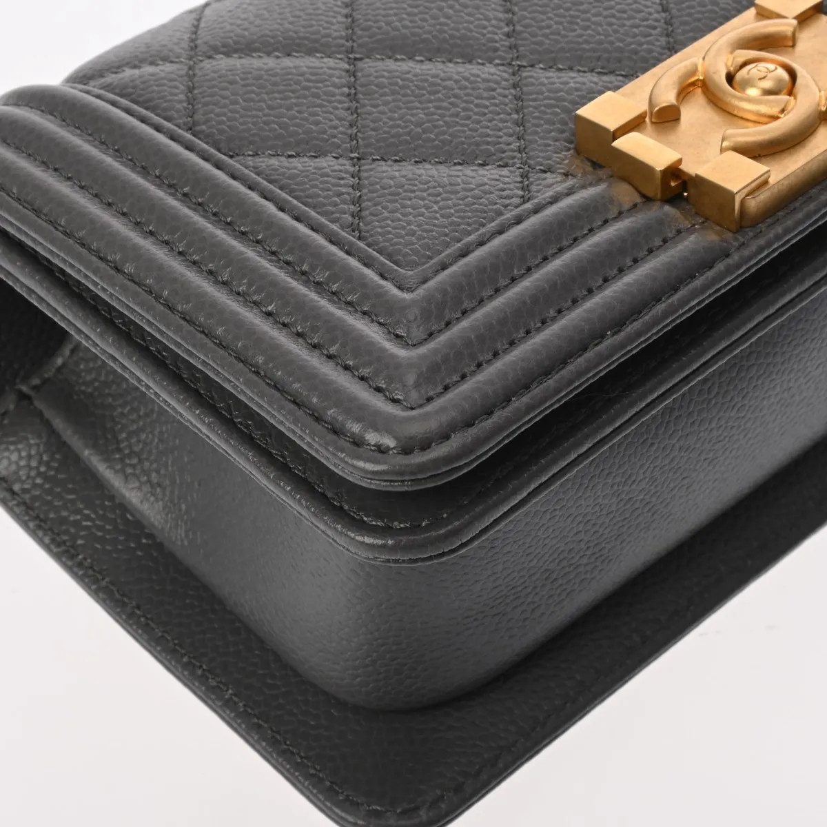 Chanel cm A67364 Shoulder Bag Grained Calfskin Gray #WB973