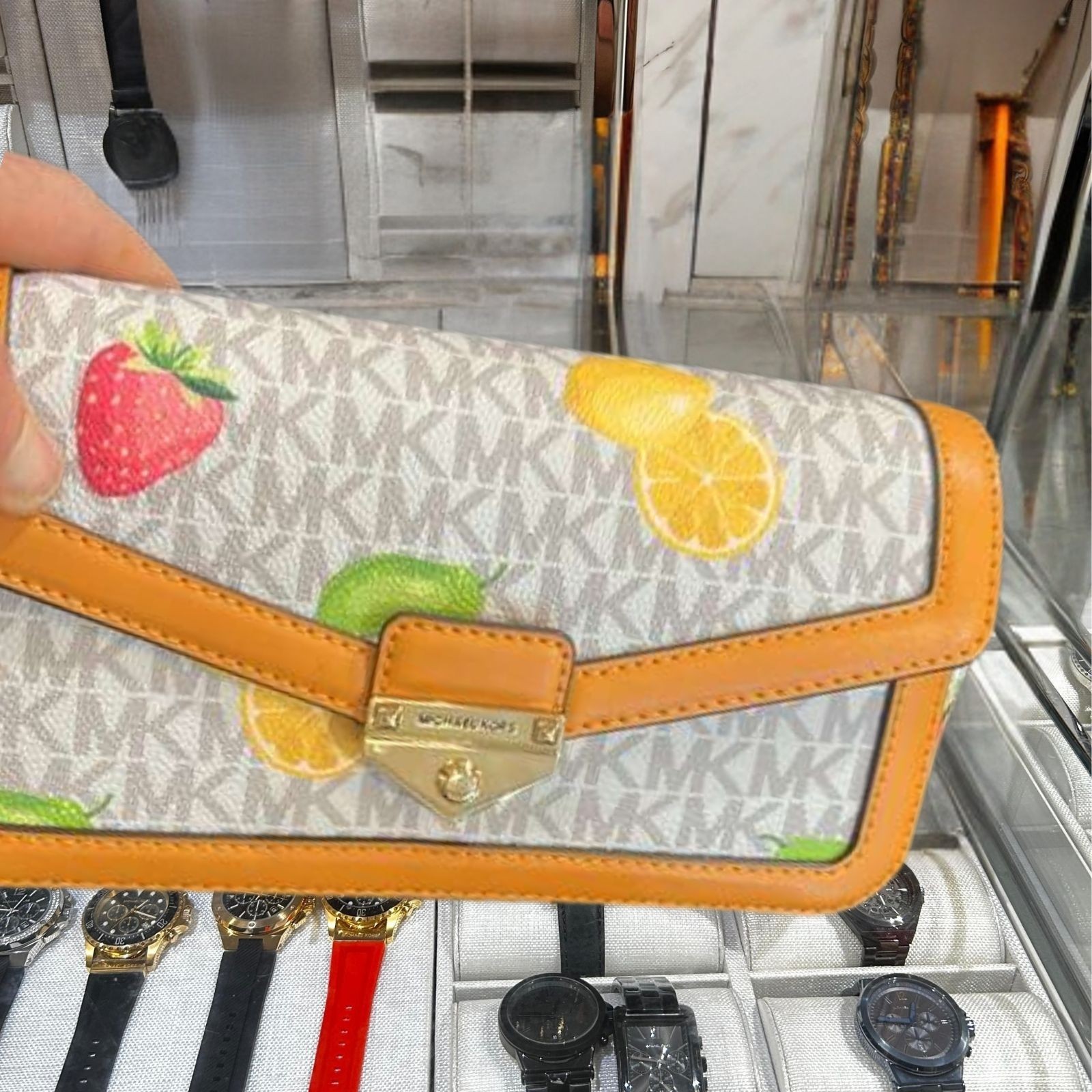Michael Kors Soho Women SM Printed Logo Convertible Crossbody Bag Radiant Orange