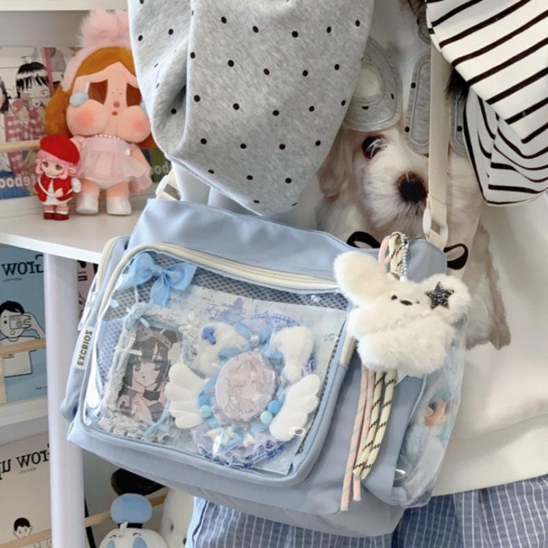 Trendy Transparent Ita Bag Large Capacity Crossbody Shoulder Bag School Fashion
