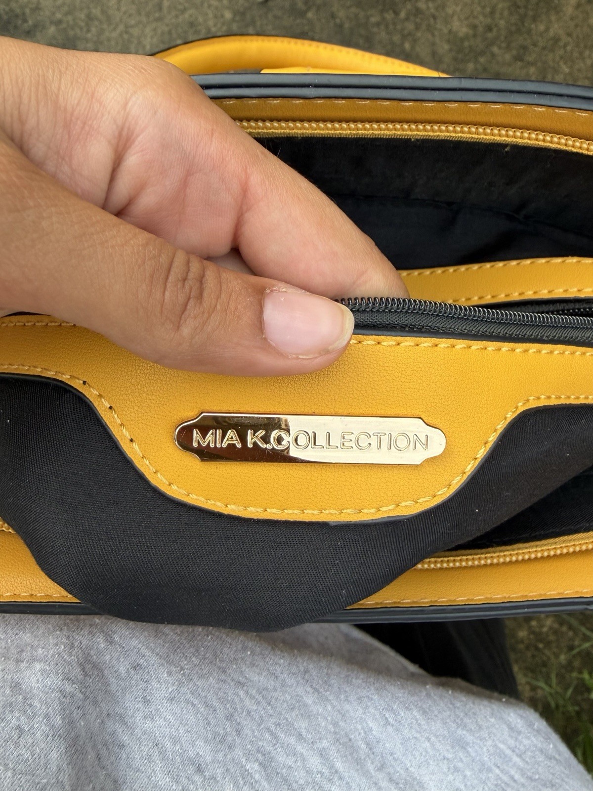 MIA K COLLECTION Yellow Studded Satchel Top Handle Bag Zip w/ Detachable Strap