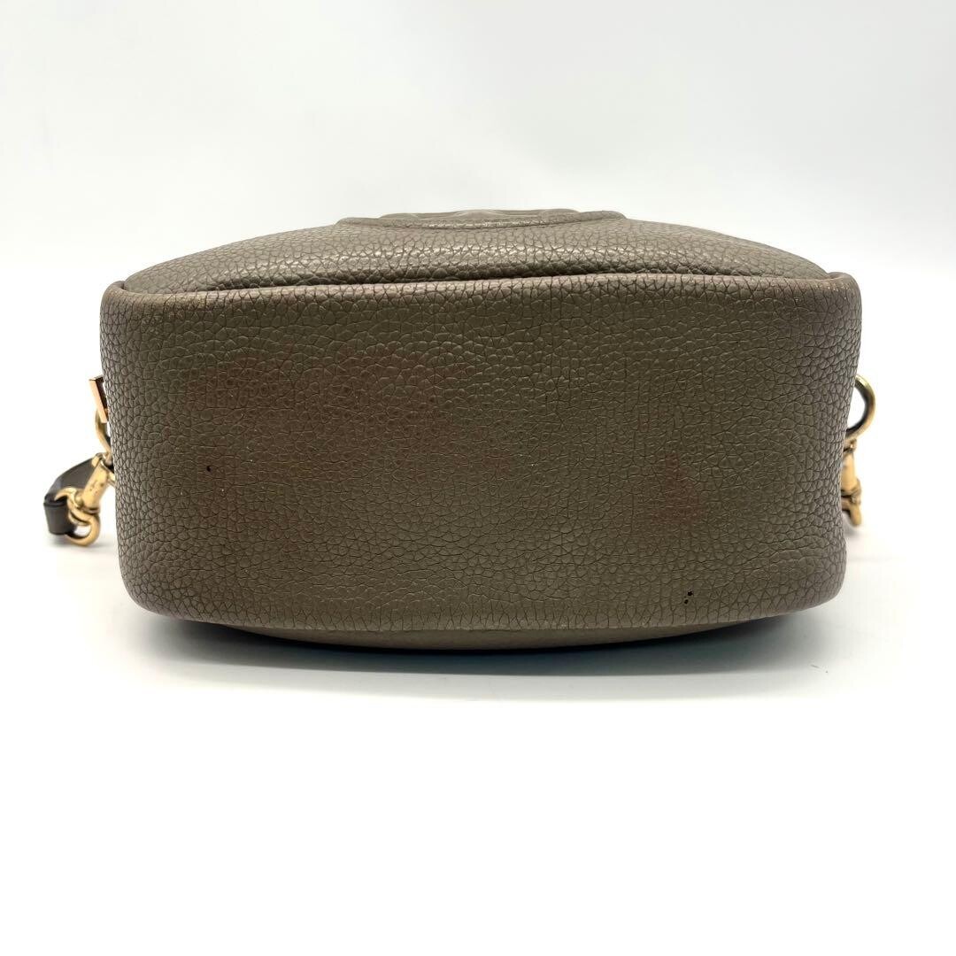 Tory Burch Perry Bombe Mini Crossbody Bag Leather Greige Gold Zip Logo 6.3in