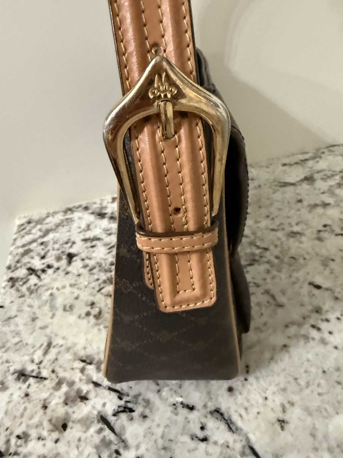 Misty Collection USA M&T Brown Zip Gold Hardware Shoulder Bag