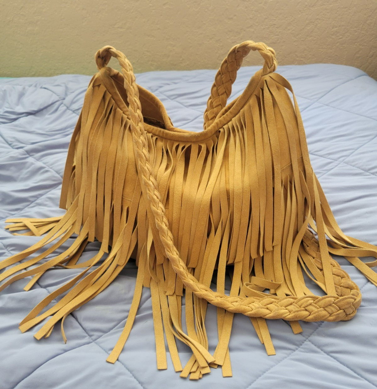JJ Winters Vanessa CAMEL TAUPE SUEDE Fringe Crossbody BOHO WESTERN Texans Bag