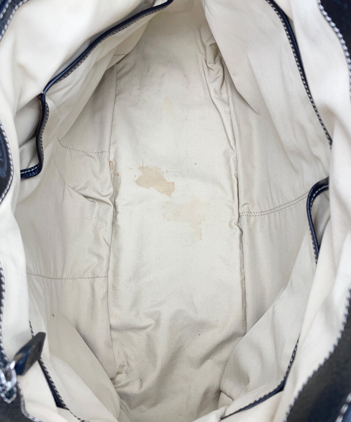 Tods Beige Canvas Leather Tote Boat Waterski Print Outer Pockets Sport Bag