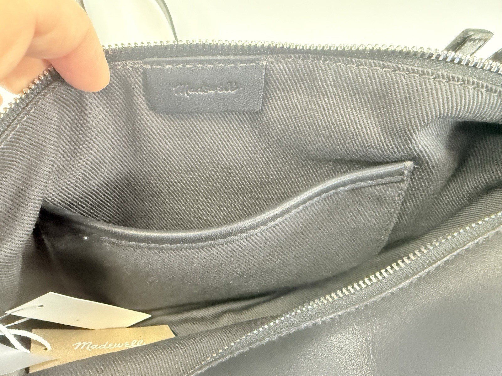 Madewell Sling Crossbody Bag Smooth Black Cowhide Leather Excellent Small