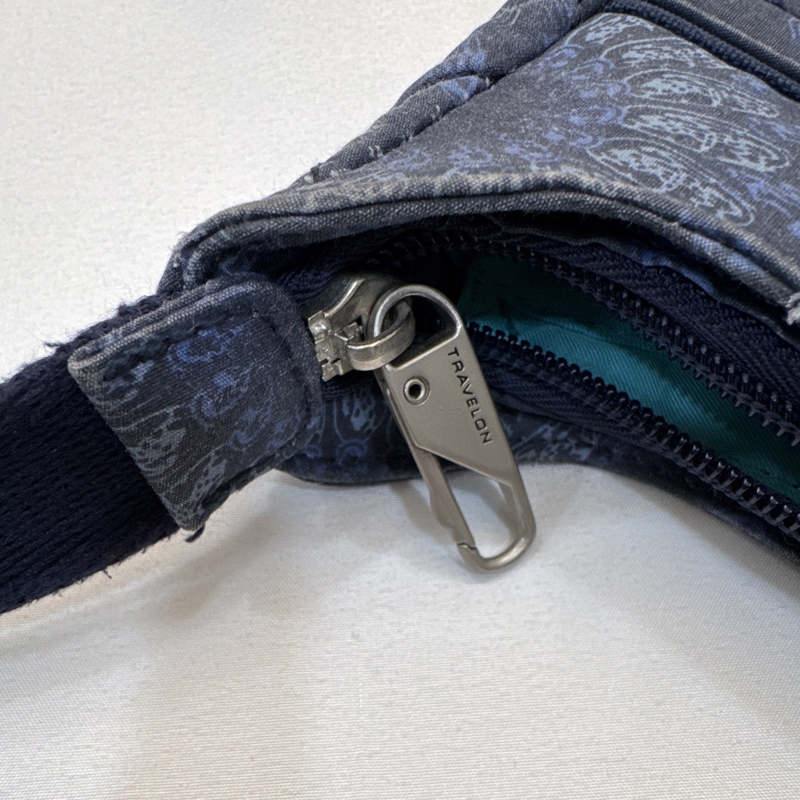 Travelon Blue Quilted Boho Crossbody Bag Zip Closure, Pockets Anti-Theft RFID