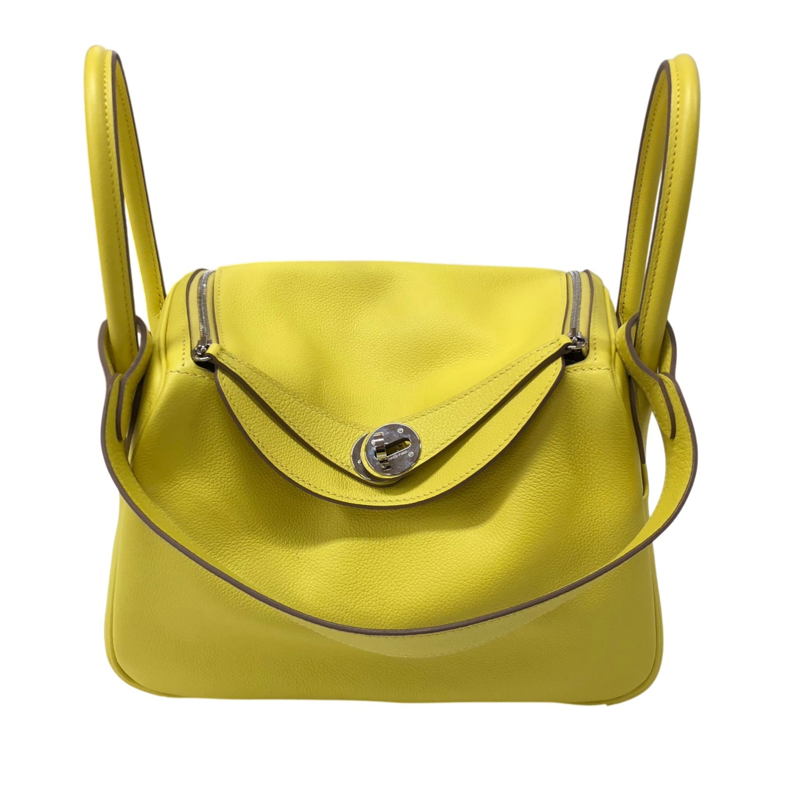 Hermes Lindy 26 Shoulder Bag Handbag Lime Color Evercolor Leather Z Stamp 99