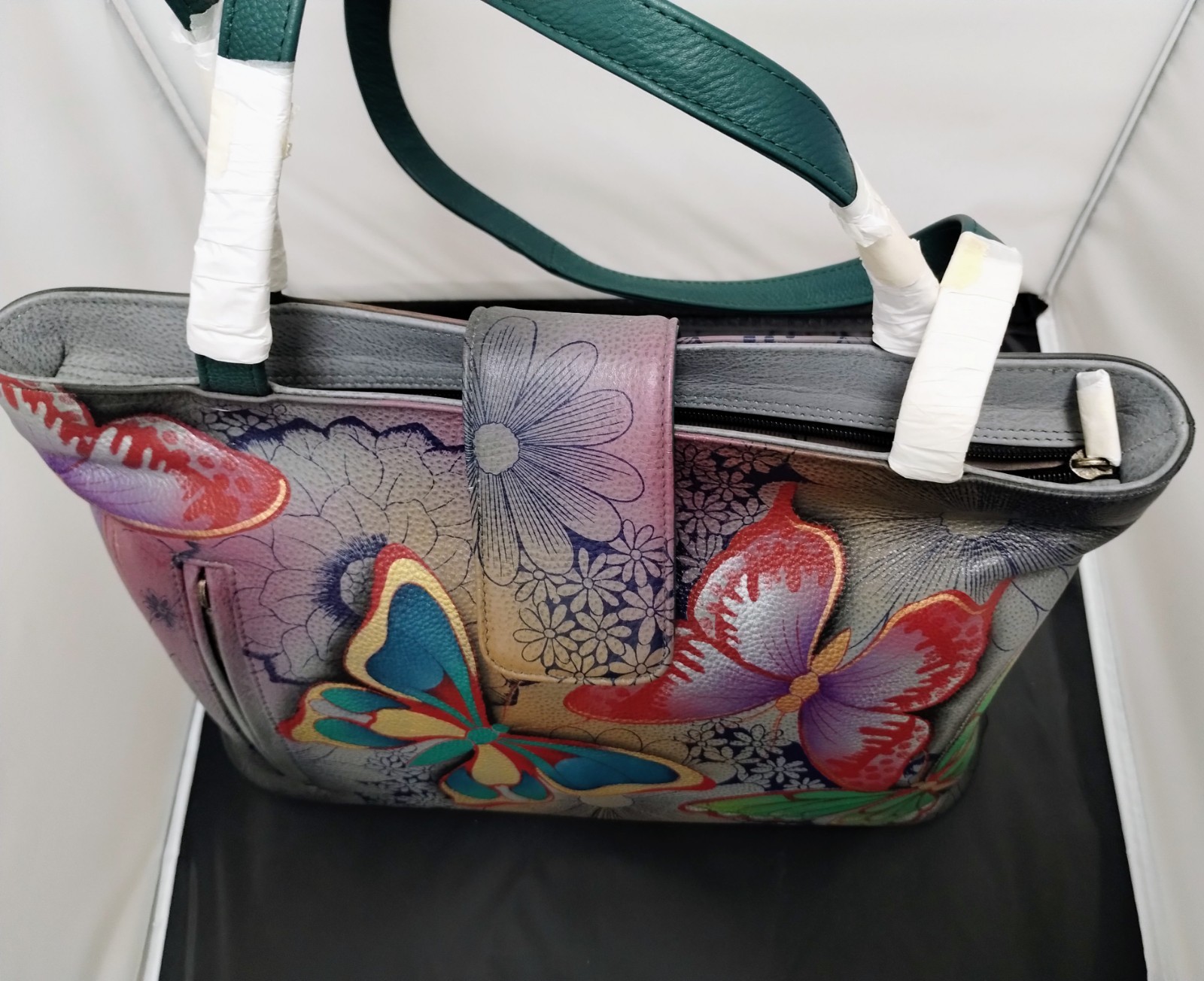 Anna by Anuschka Hand Painted Medium Tote Original Artwork Butterfly Paradise
