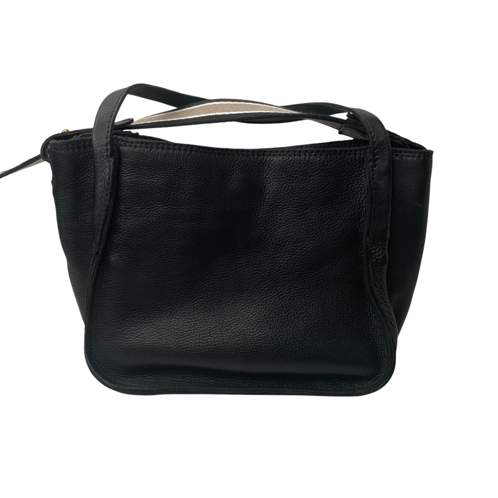 Margot Black Pebbled Leather Crossbody Purse Pockets Tassel 8 x 9Inches