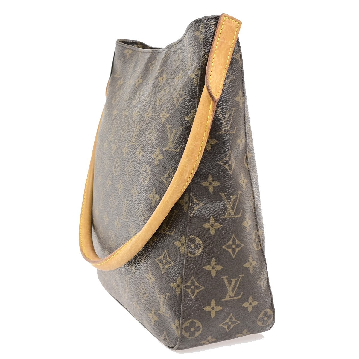 LOUIS VUITTON Logo Looping GM Shoulder Bag Monogram Leather Brown M51145 71PA150