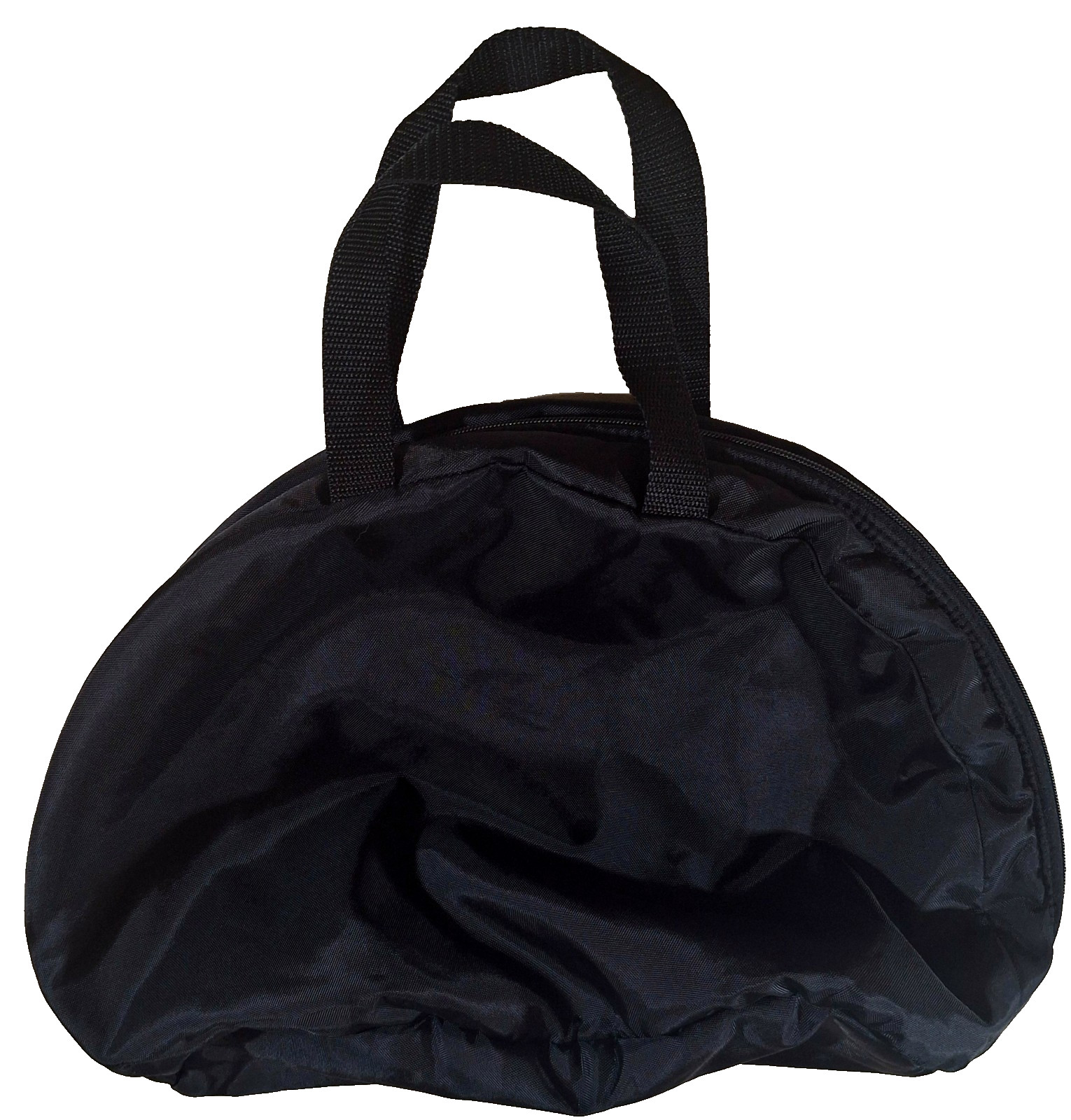 Fleece Lined Bag Black Hand Held Oval Shape Lightweight Zipper Gym Casual Travel