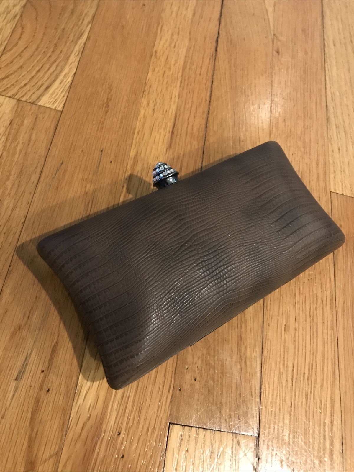 Designer JNB hardshell Black Clutch With Rhinstones And Chain