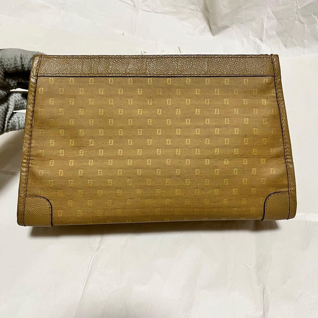 FENDI SAS Vintage Clutch Bag Zucca Beige PVC Rare 70s 80s
