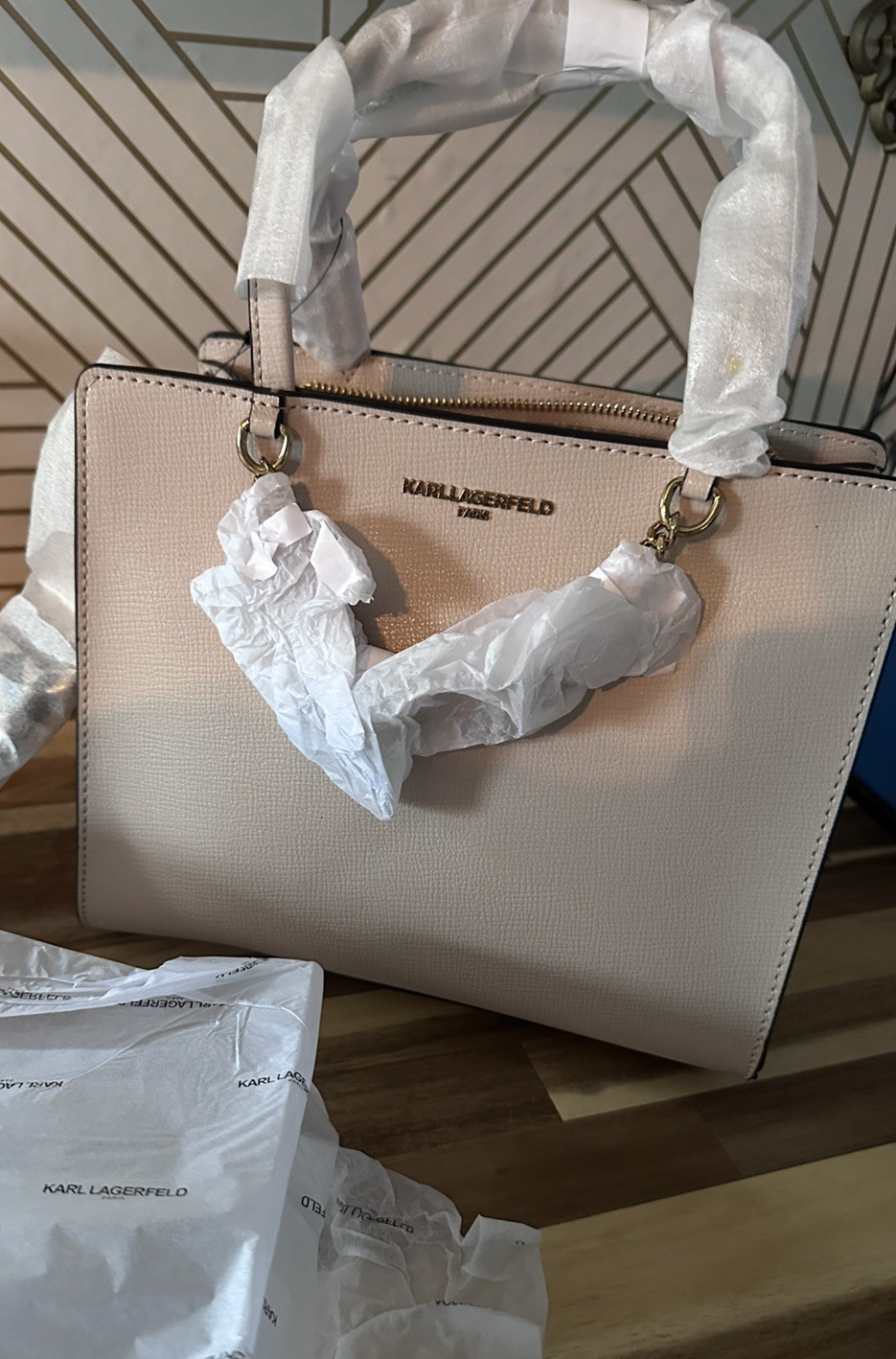 KARL LAGERFELD Paris Maybelle Satchel Crossbody Bag Charms