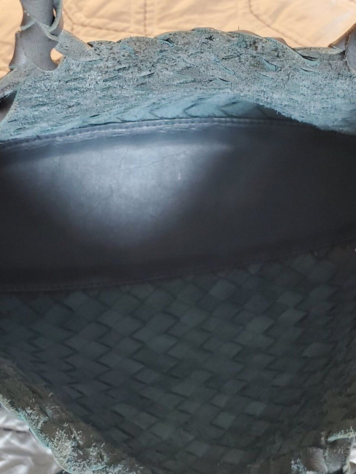 Braided woven leather bag