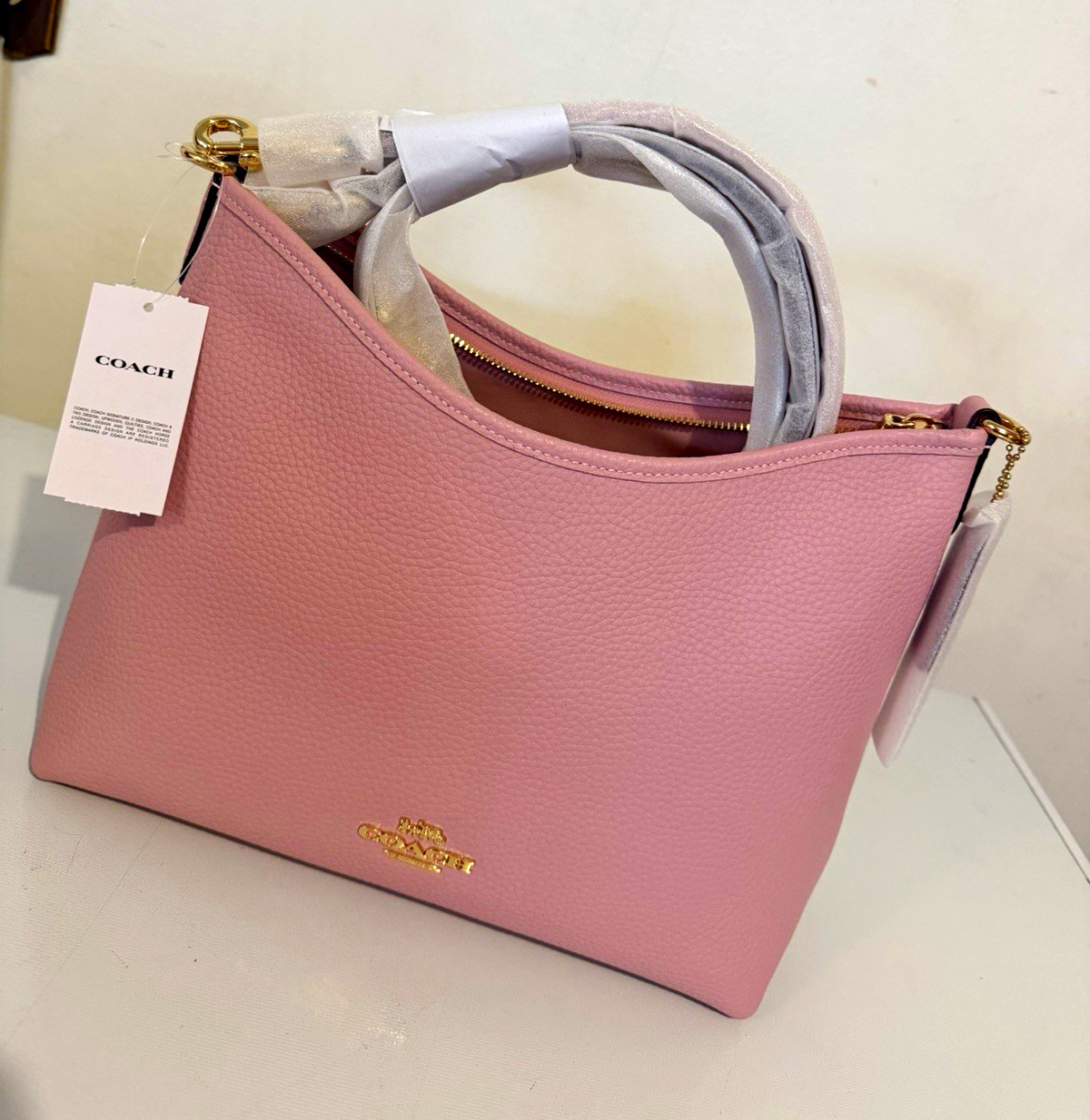 Coach Pink Carnation Laurel Shoulder Bag Gold Hardware Detachable Strap