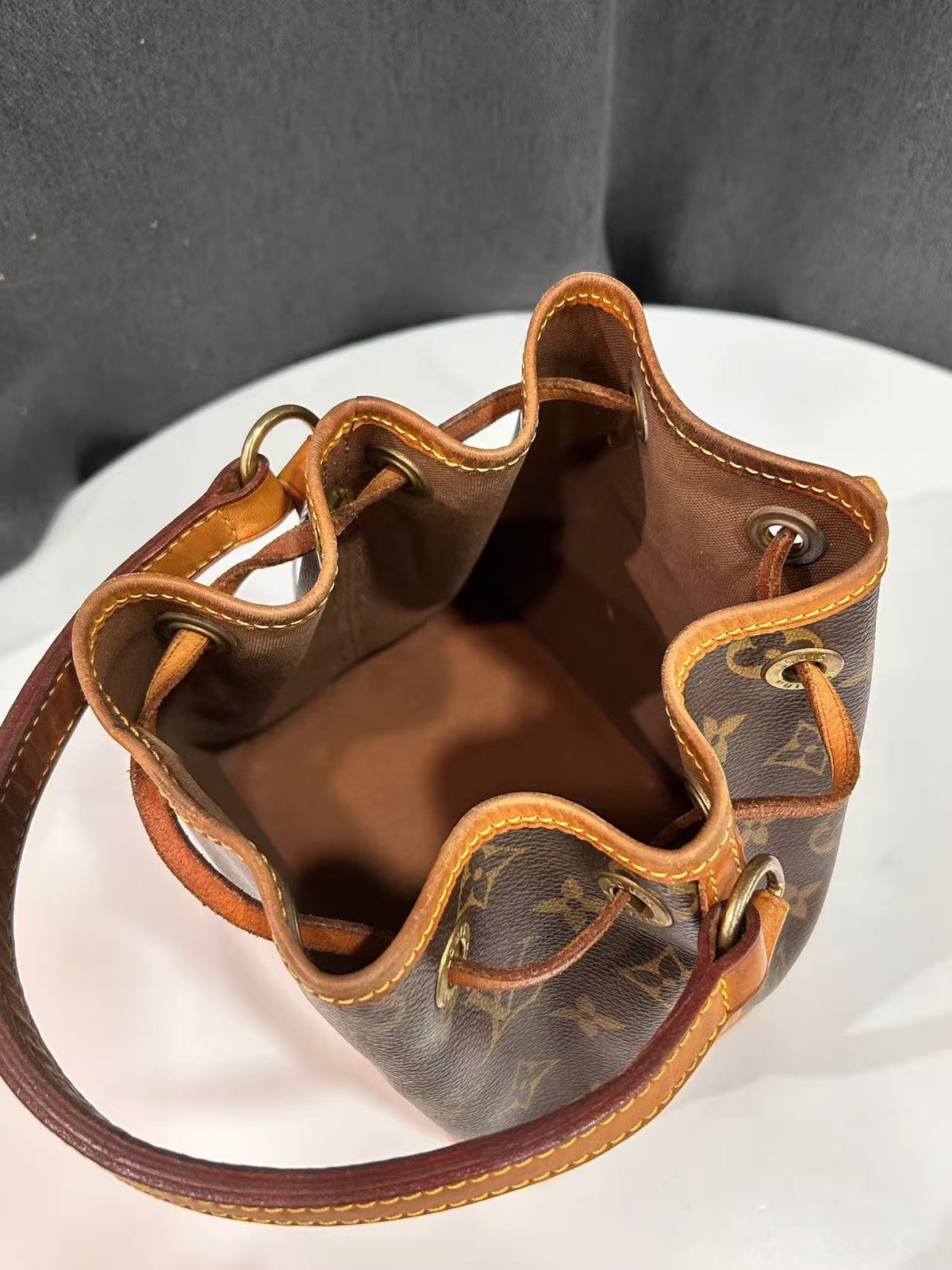Authentic Louis Vuitton Noé BB Monogram Canvas Bucket Bag France