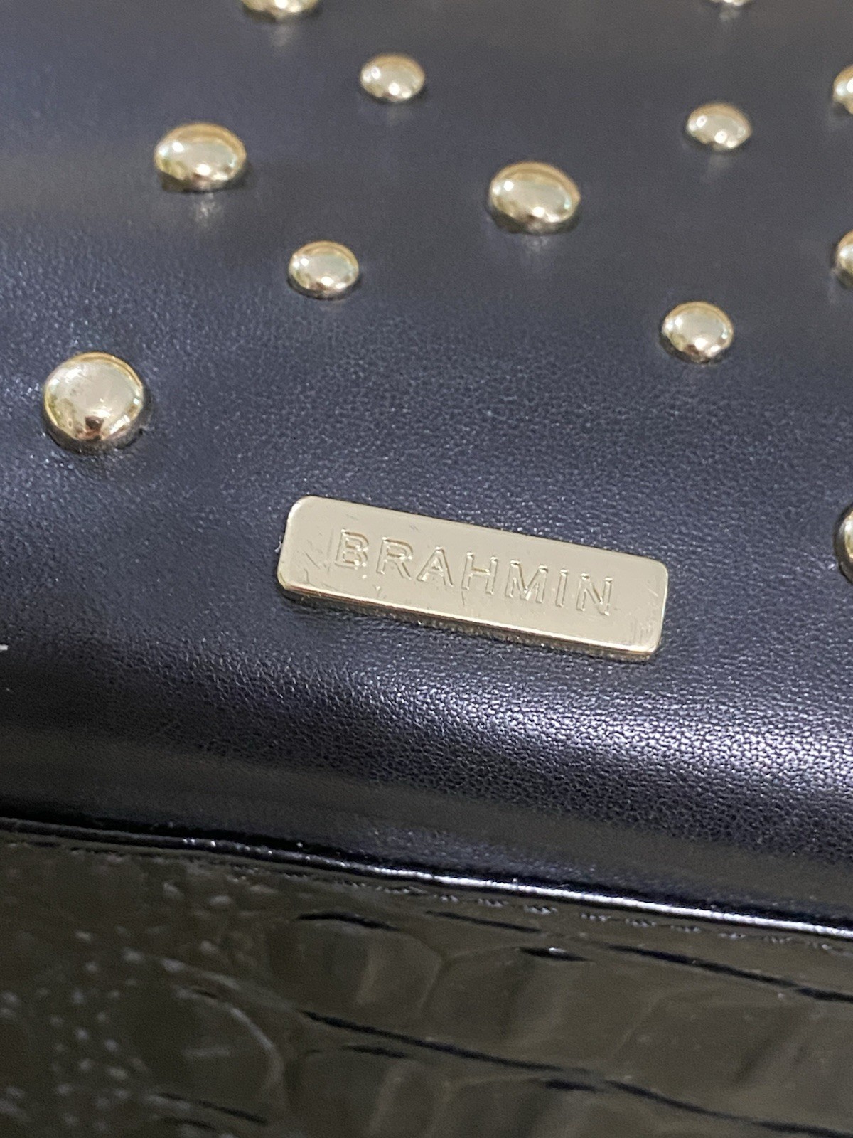 RARE Brahmin Nara Marianna Studded Leather Bag Large Melbourne Tassel Black/Gold