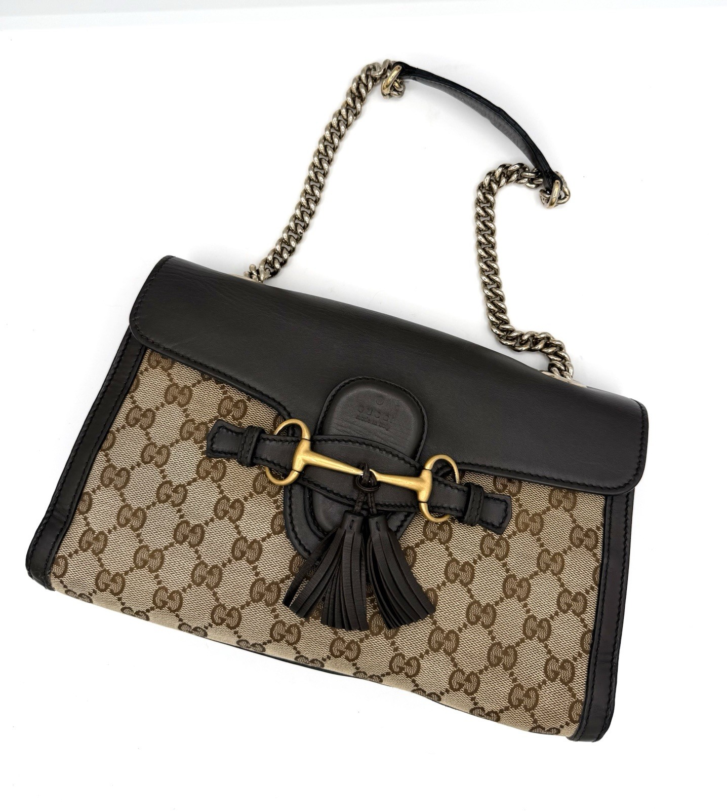 Gucci Brown GG Canvas and Leather Emily Bag