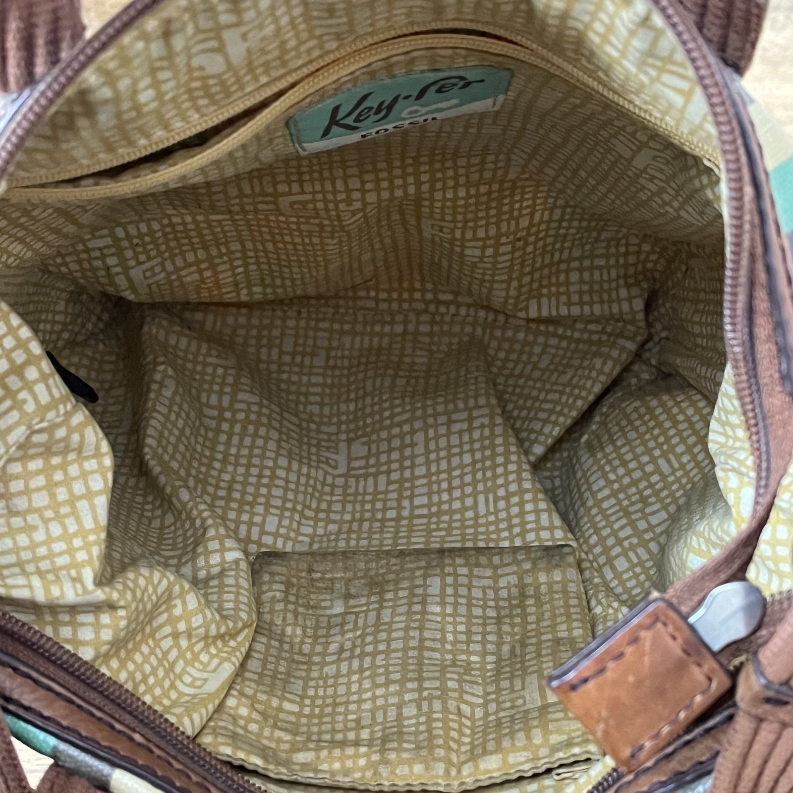 Fossil Key-Per HandBag Crossbody 10.5 in Tall Multi-Colored Geometric Colorblock