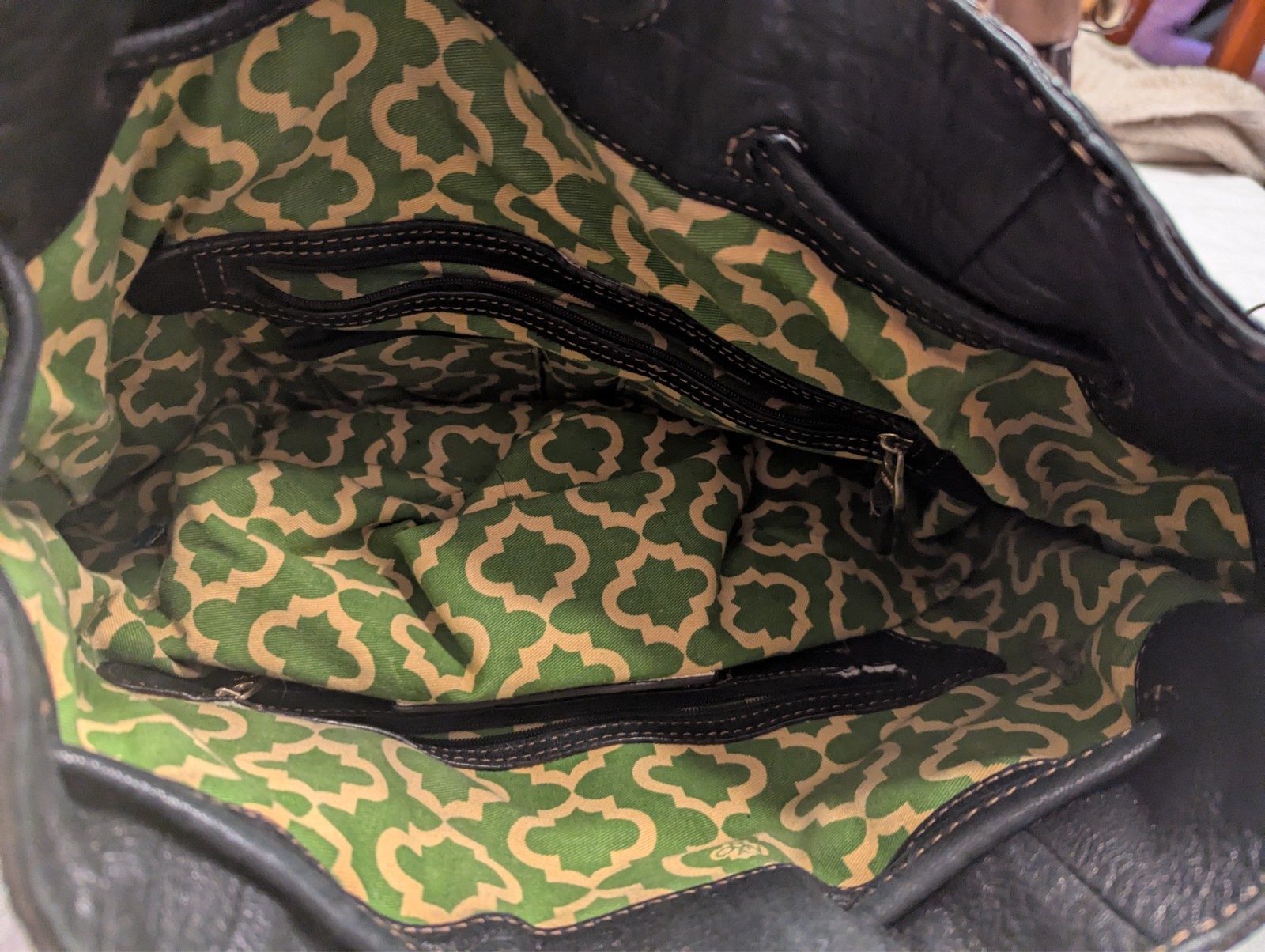 DR YANY Designer Purse Double Strap Gold Studded Black Patent Leather