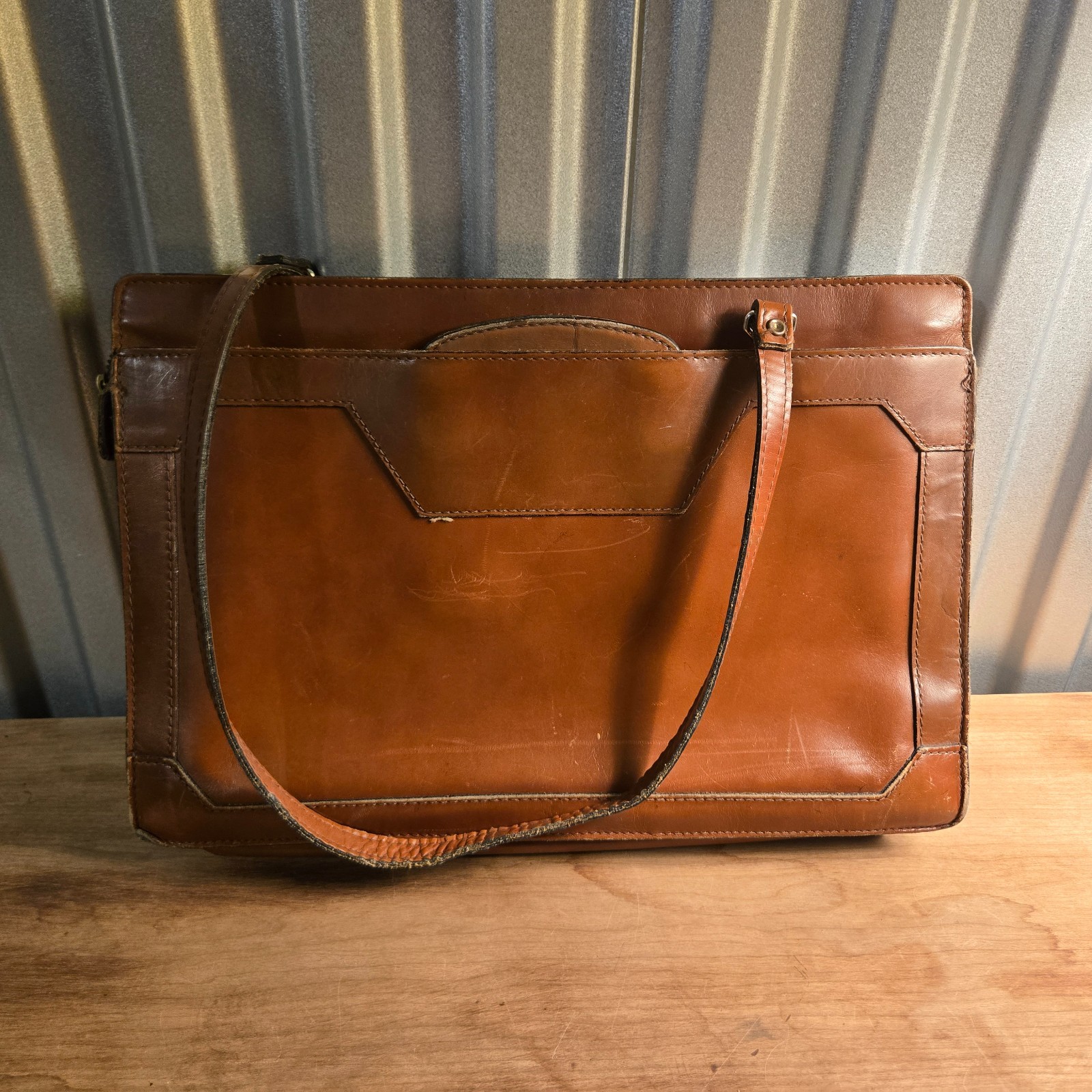 Vintage Red Leather Denise Briefcase Messenger Bag Shoulder Handled