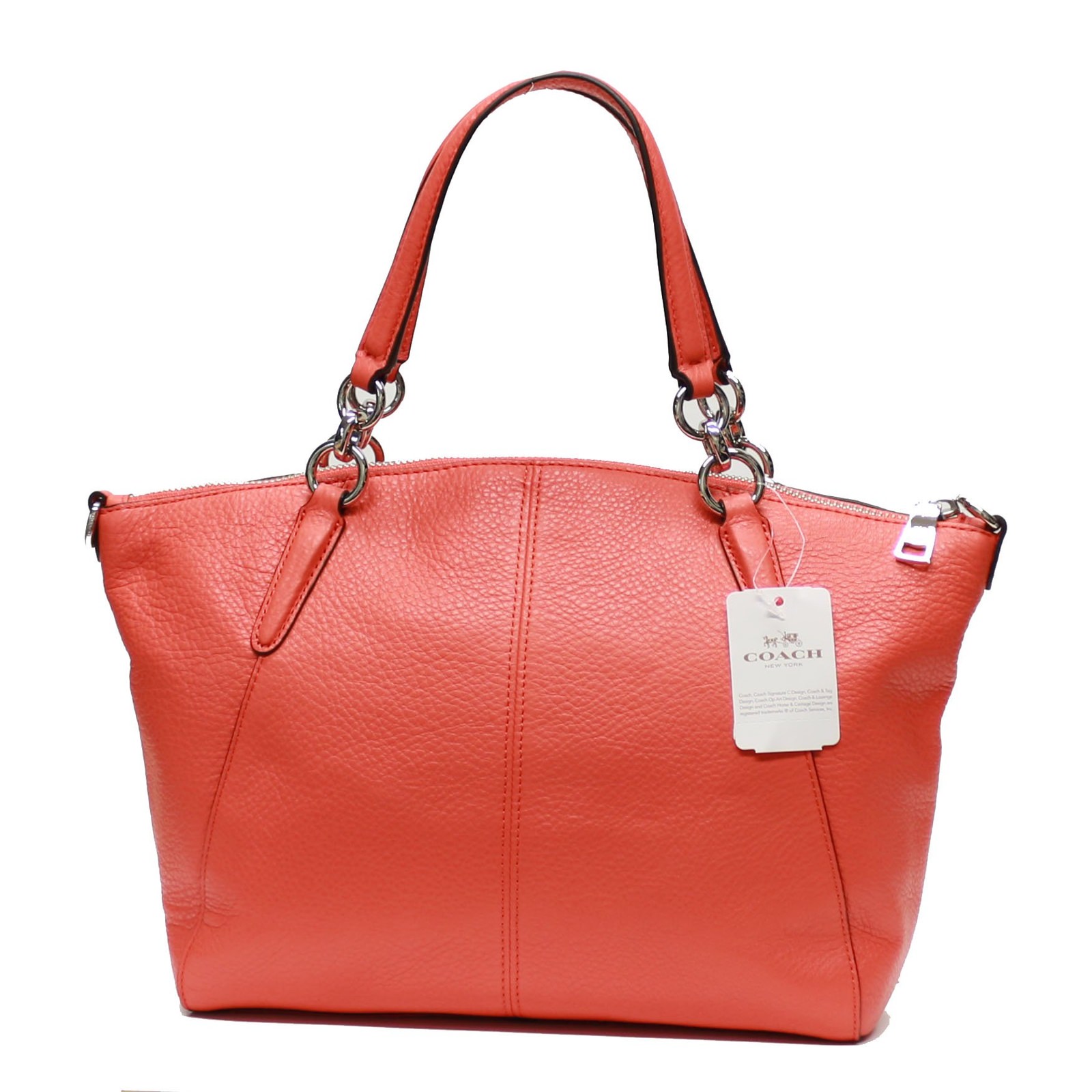 New Coach F36675 Pebble Leather Small Kelsey Satchel-Bright Orange